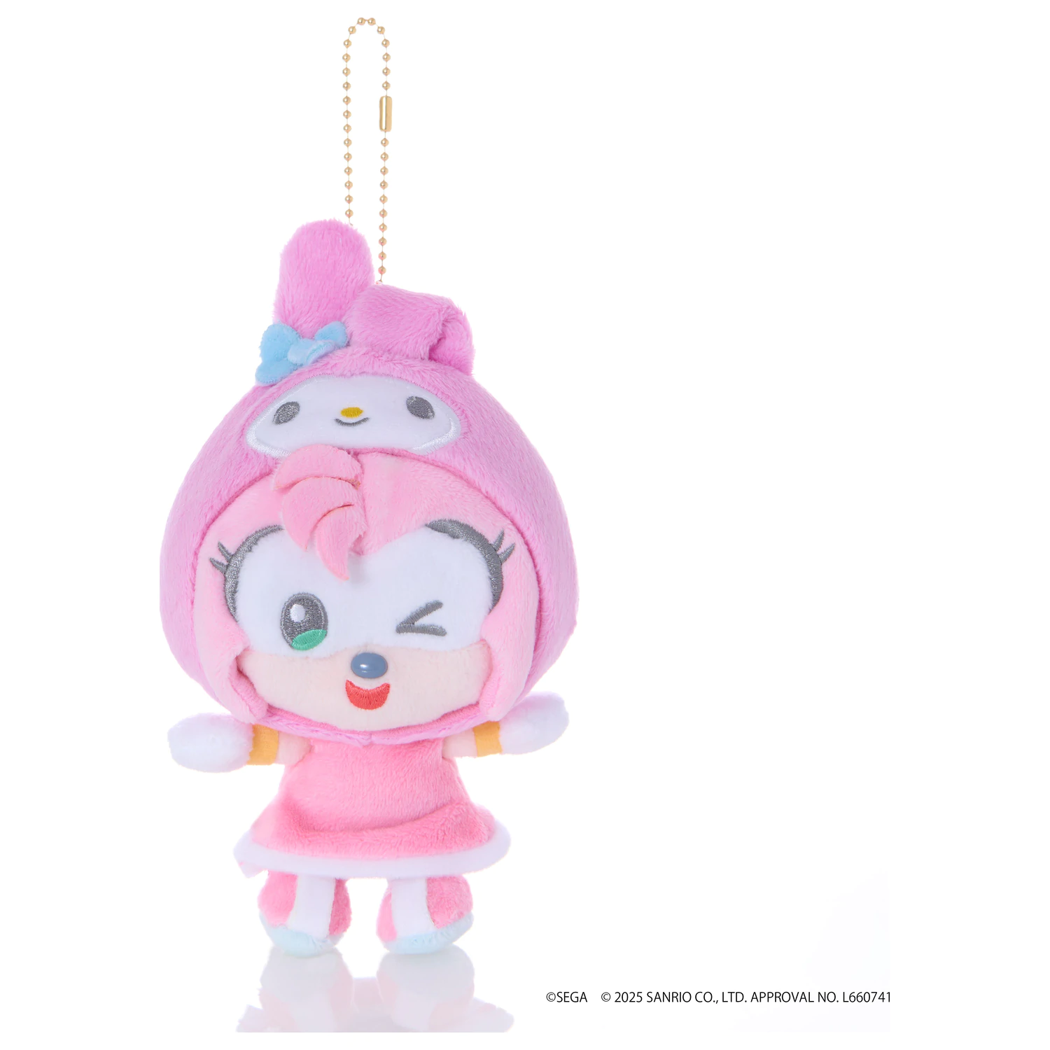 SONIC & FRIENDS x SANRIO Amy x My Melody maskota plišasta igrača 8cm fotografija izdelka