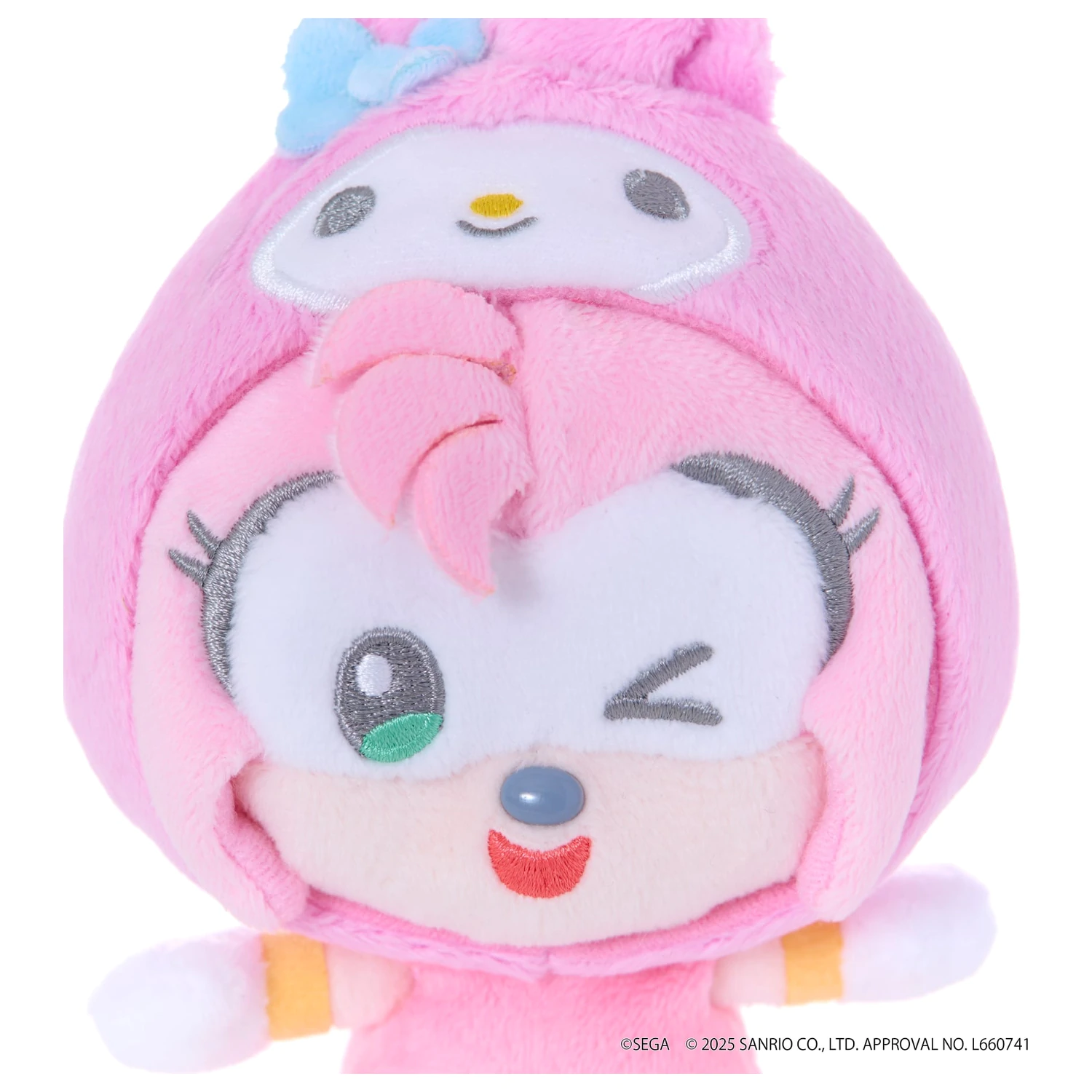 SONIC & FRIENDS x SANRIO Amy x My Melody maskota plišasta igrača 8cm fotografija izdelka