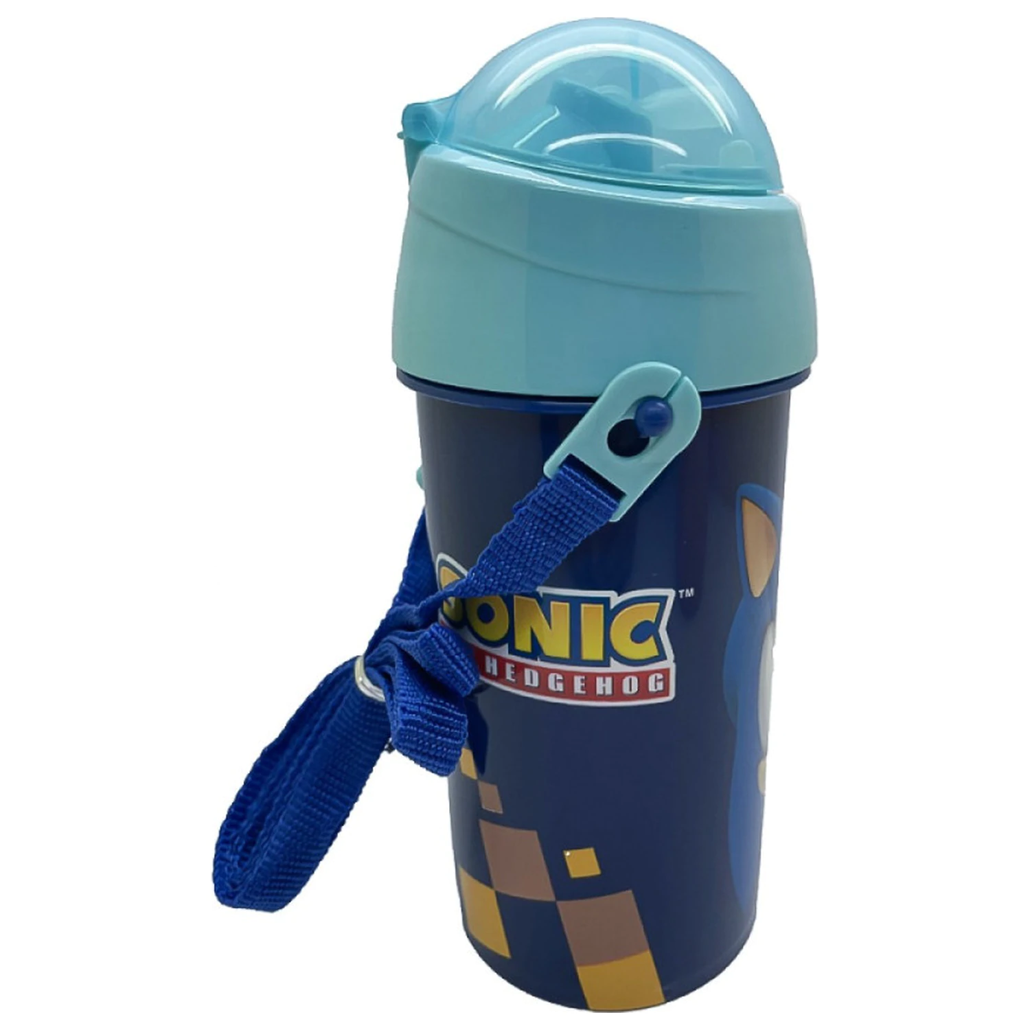Sonic Speed modra plastična steklenica s slamico in obešalnikom 500 ml fotografija izdelka