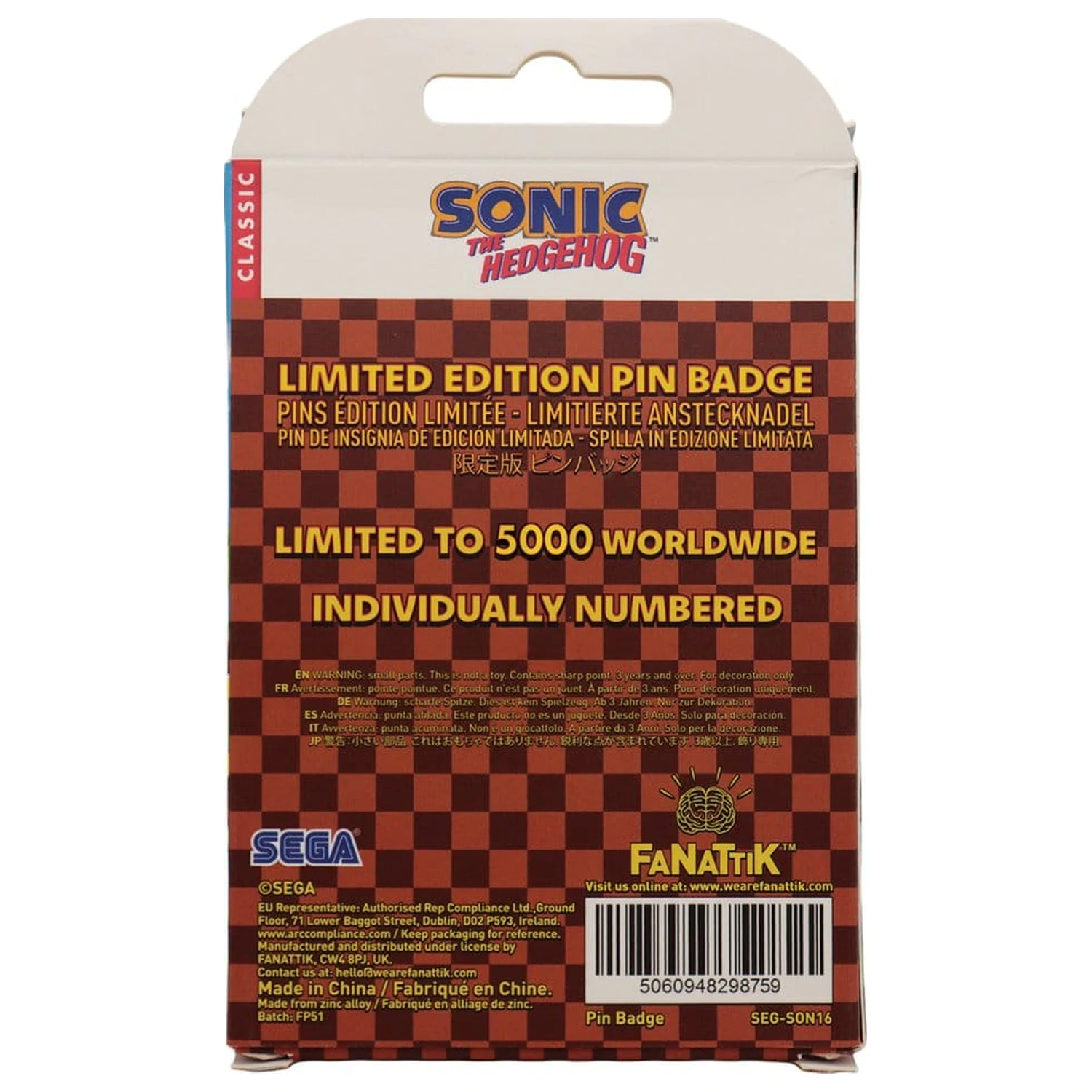 Sonic - The Hedgehog Pin značka Dr. Eggman Egg Mobile Chained fotografija izdelka