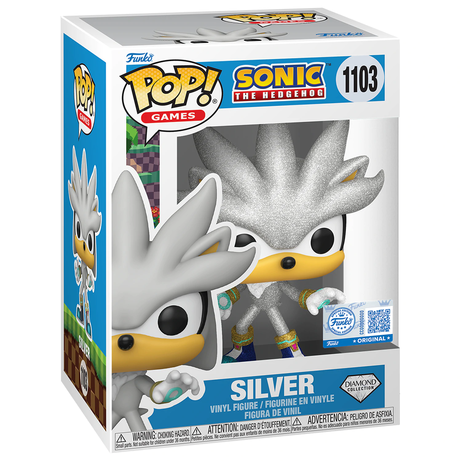Sonic The Hedgehog Funko POP! Games Vinilna figura Silver The Hedgehog (FL) 9 cm fotografija izdelka