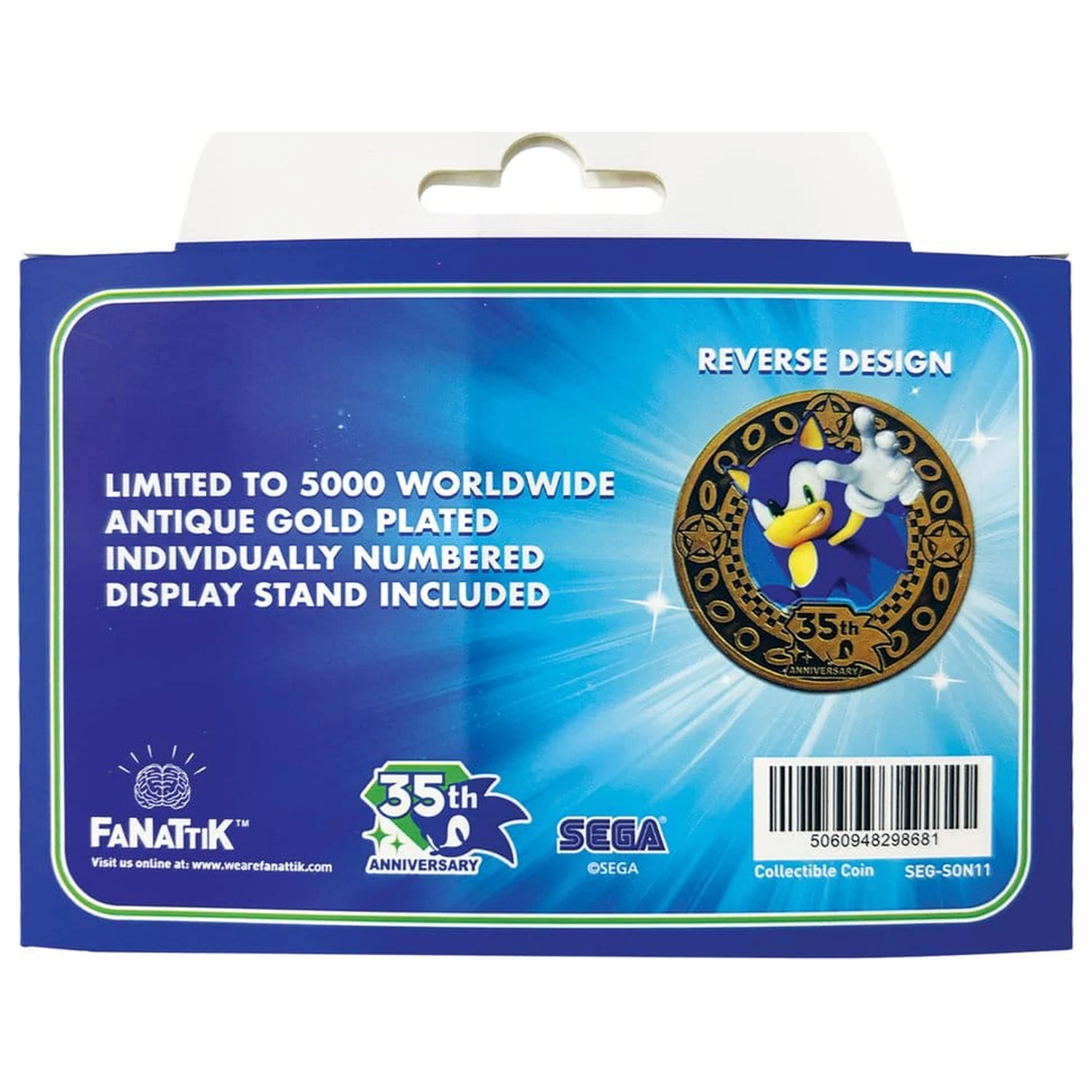 Sonic the Hedgehog Zbirateljski kovanec 35. obletnica Limited Edition fotografija izdelka