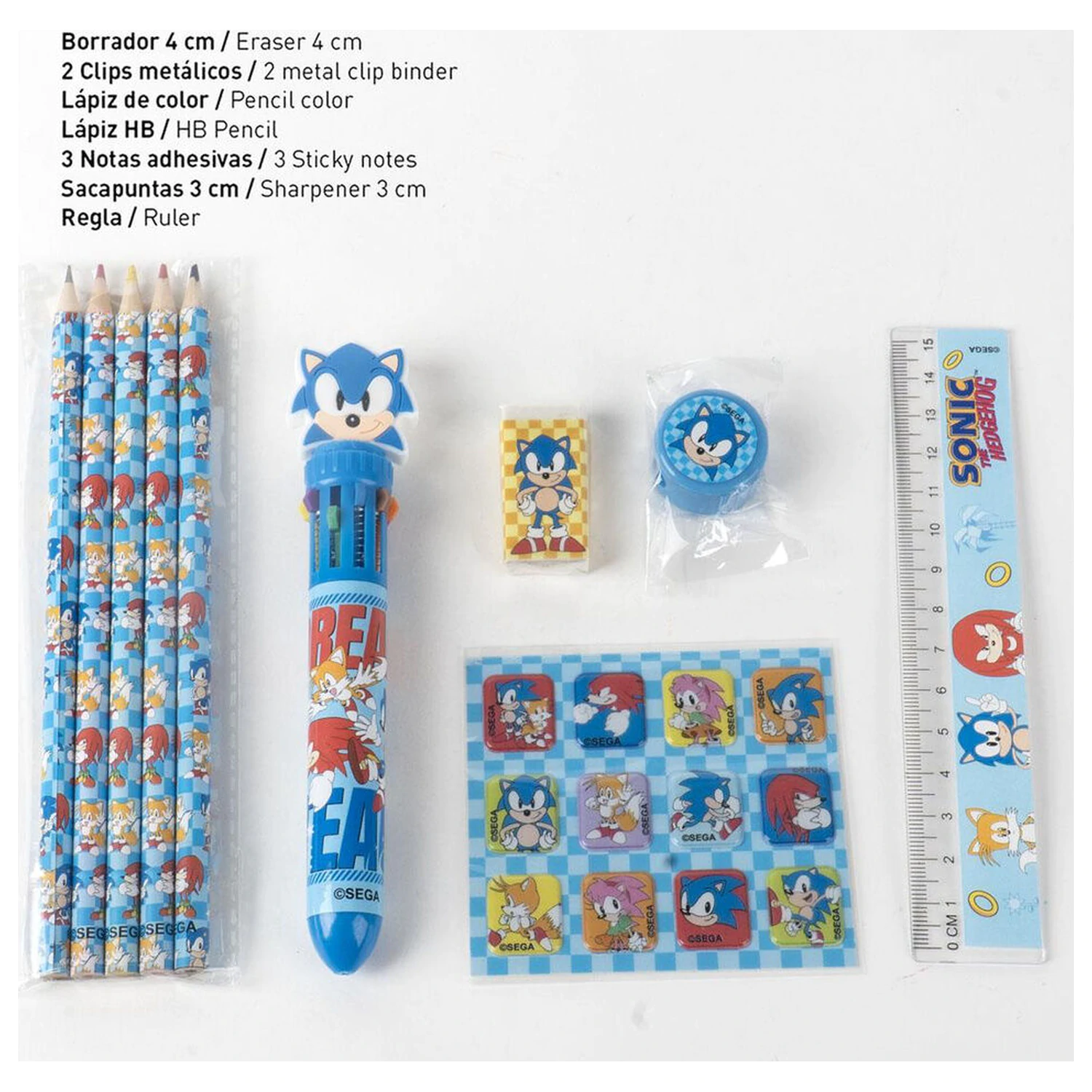 Sonic the Hedgehog set pisarniškega materiala fotografija izdelka