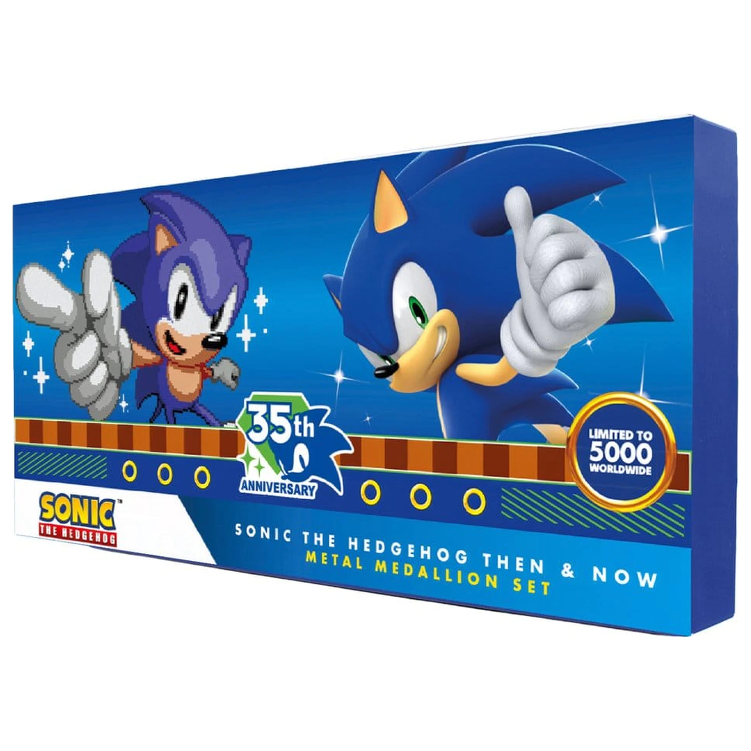 Sonic the Hedgehog Medallion Set 35th Anniversary Then & Now omejena izdaja fotografija izdelka