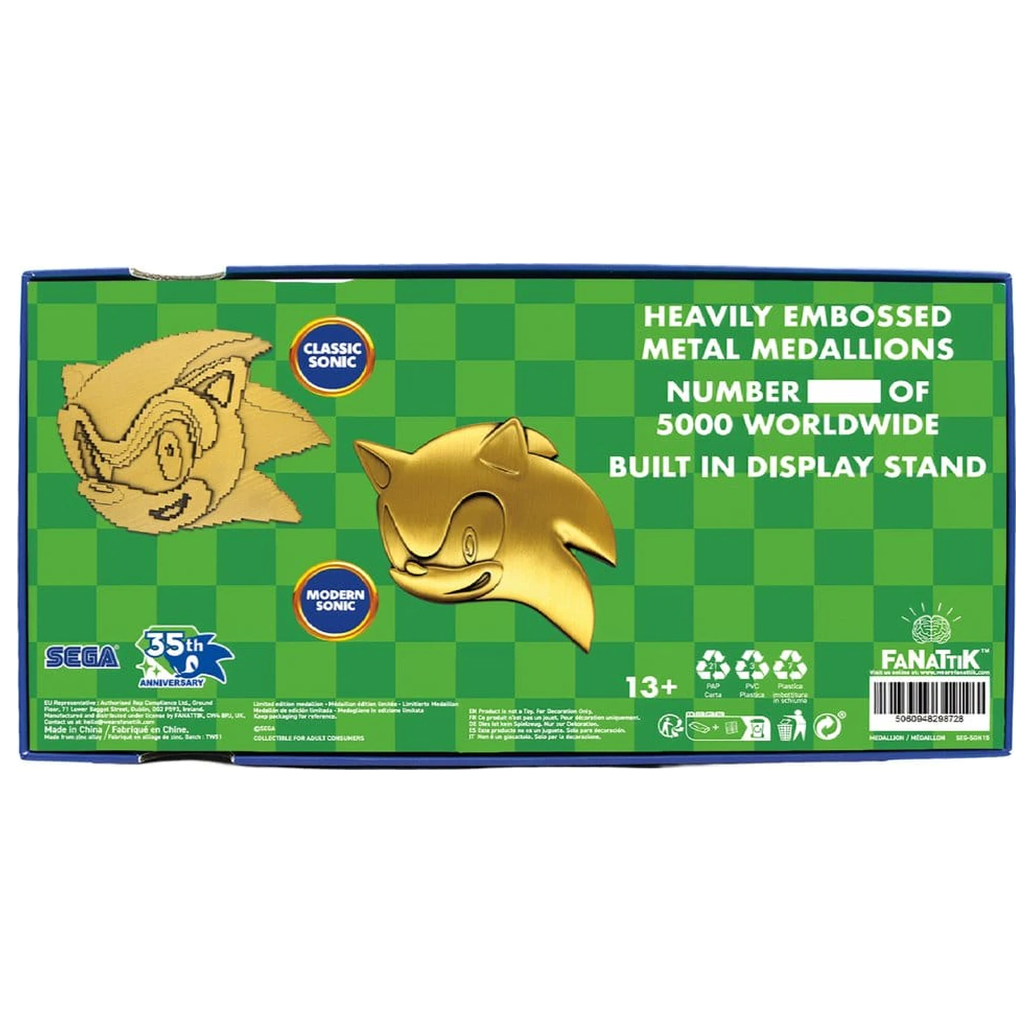 Sonic the Hedgehog Medallion Set 35th Anniversary Then & Now omejena izdaja fotografija izdelka