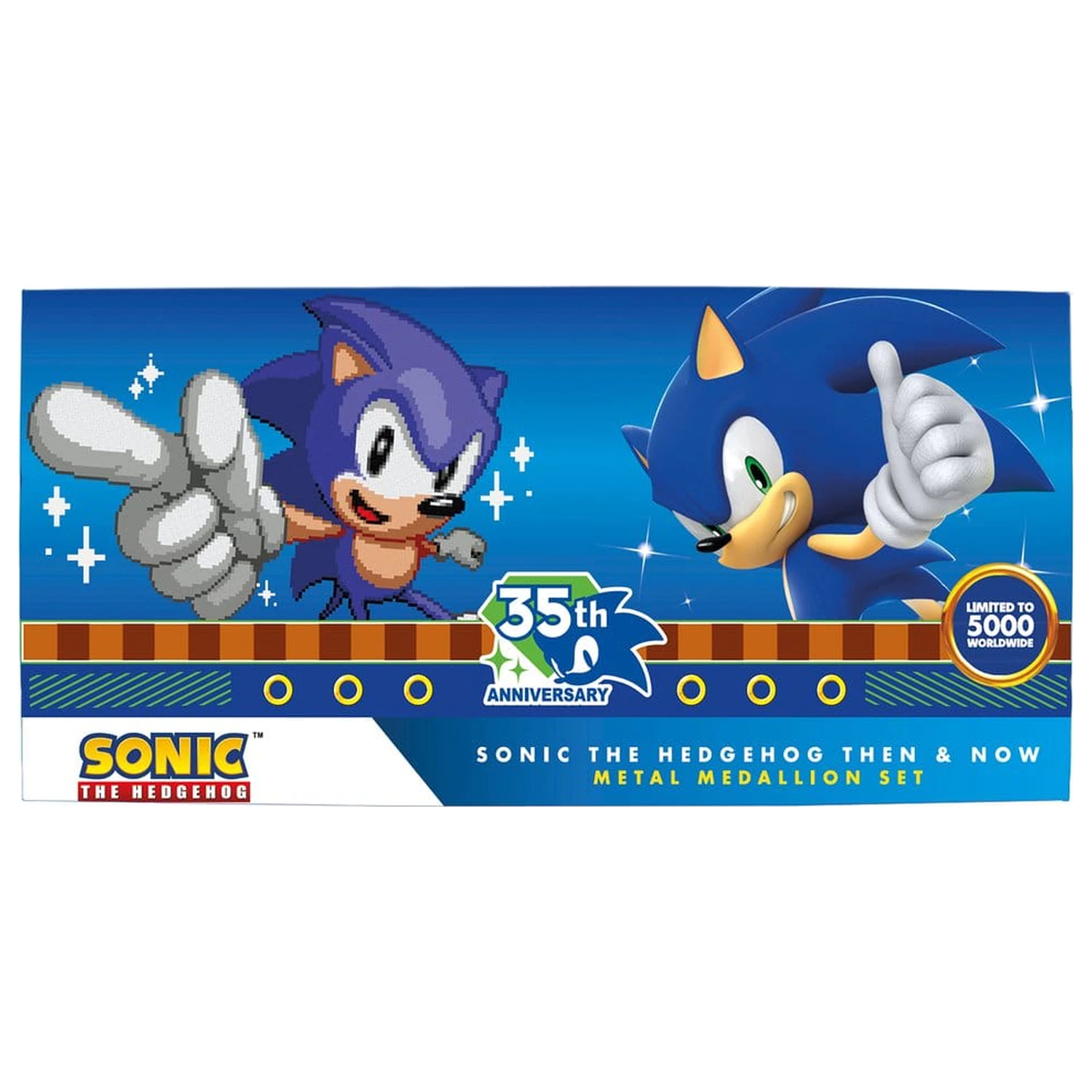 Sonic the Hedgehog Medallion Set 35th Anniversary Then & Now omejena izdaja fotografija izdelka