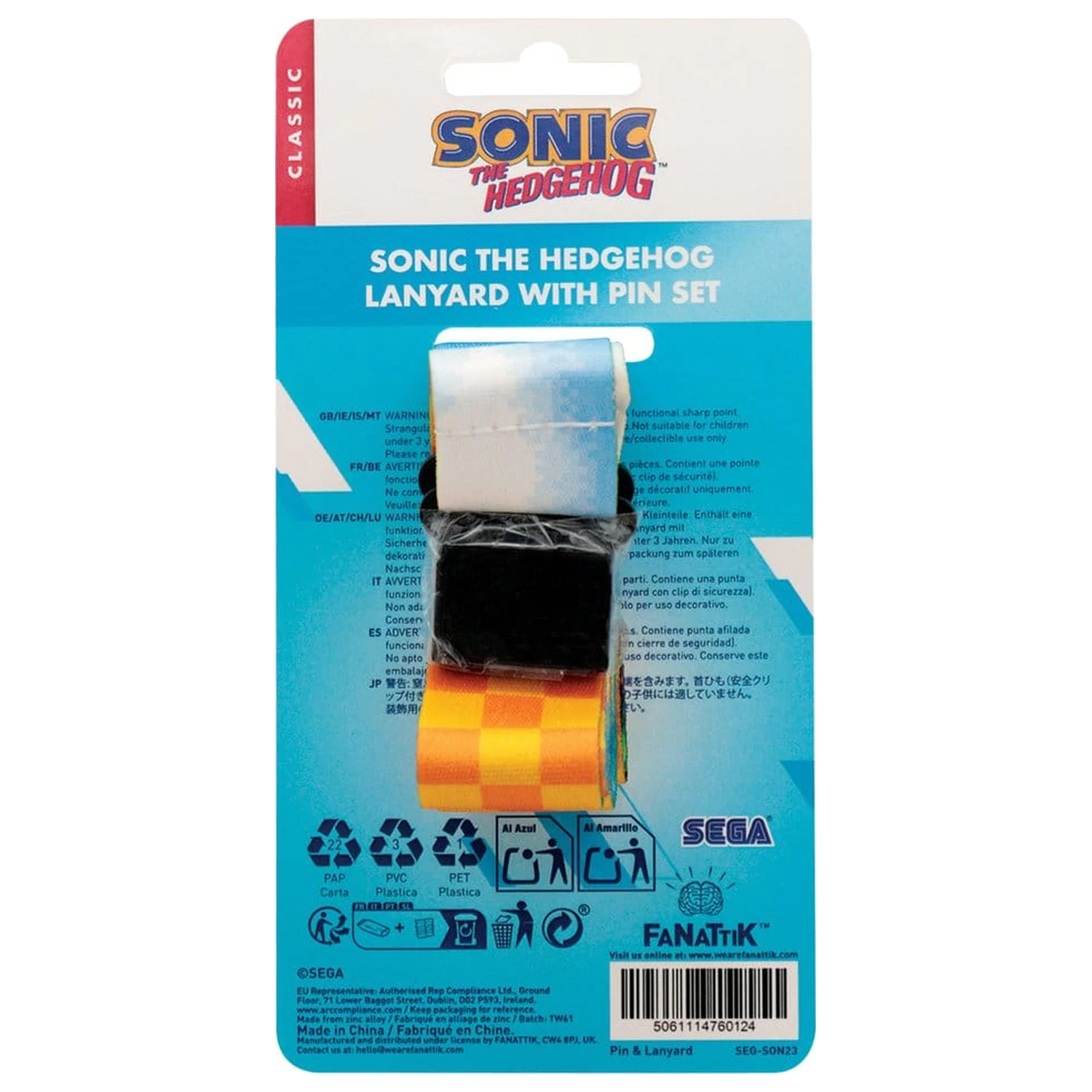 Sonic The Hedgehog Vrvica za vrat in set z značkami pripnjačami fotografija izdelka