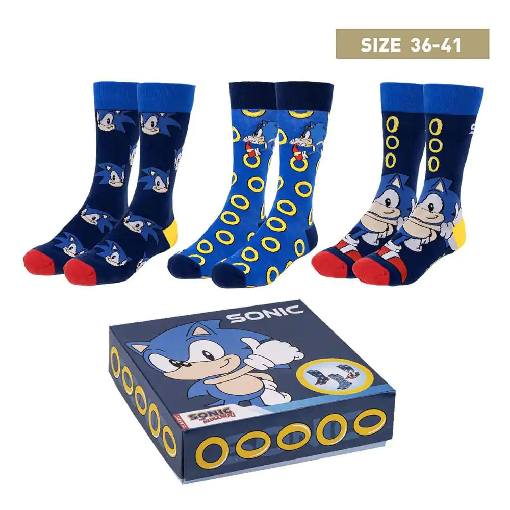 Sonic the Hedgehog Nogavice 3-Pack Sonic 35-41 fotografija izdelka