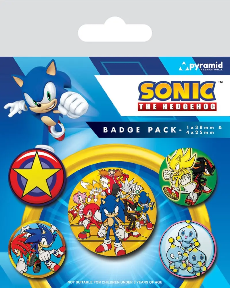 Sonic the Hedgehog Pin-Back Gumbi 5-Pack Speed Team fotografija izdelka