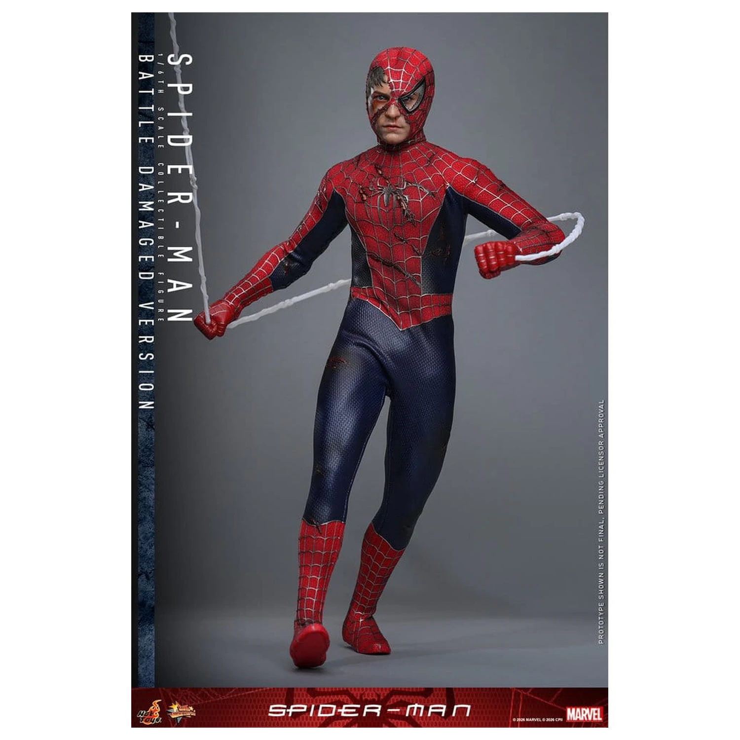 Spider-Man Movie Masterpiece akcijska figura 1/6 Spider-Man (Battle Damaged Version) 30 cm fotografija izdelka