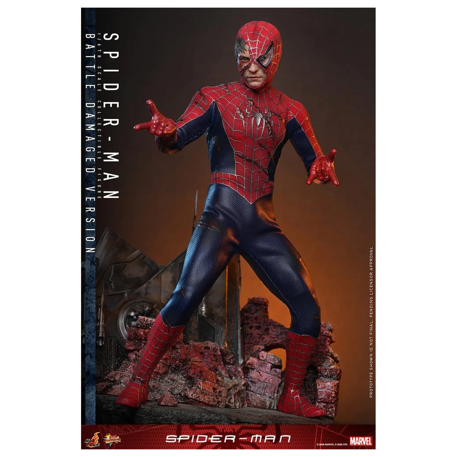 Spider-Man Movie Masterpiece akcijska figura 1/6 Spider-Man (Battle Damaged Version) 30 cm fotografija izdelka