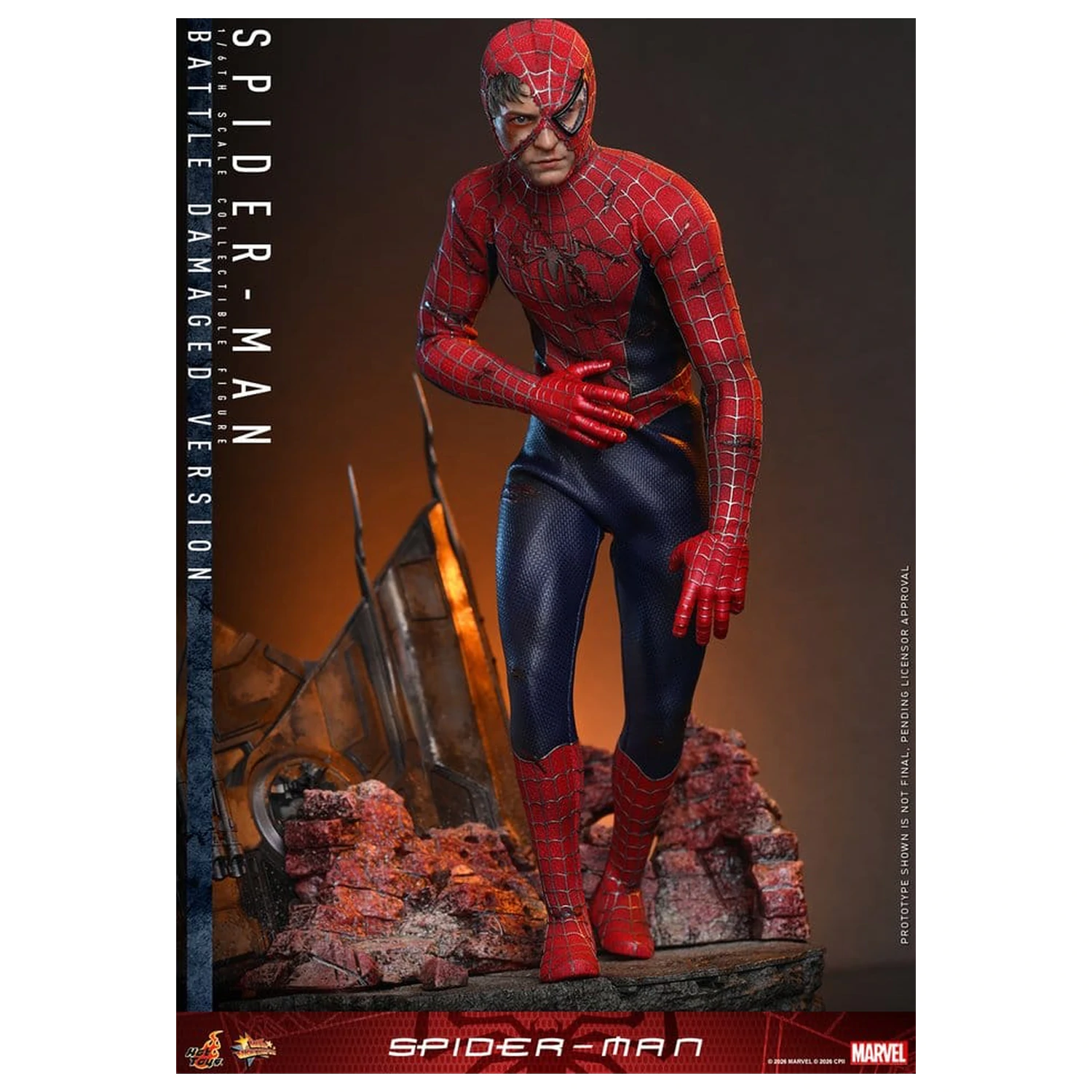 Spider-Man Movie Masterpiece akcijska figura 1/6 Spider-Man (Battle Damaged Version) 30 cm fotografija izdelka