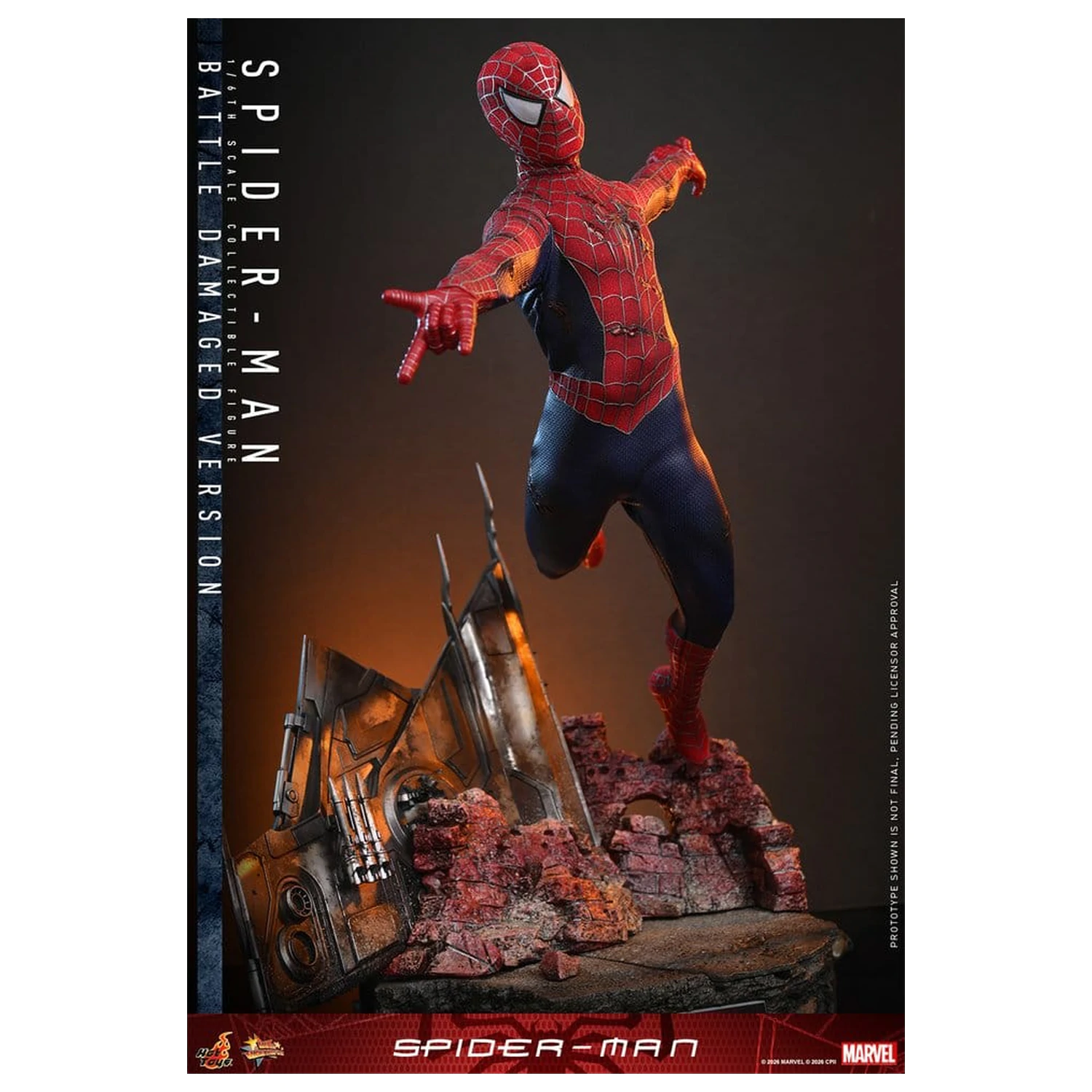 Spider-Man Movie Masterpiece akcijska figura 1/6 Spider-Man (Battle Damaged Version) 30 cm fotografija izdelka