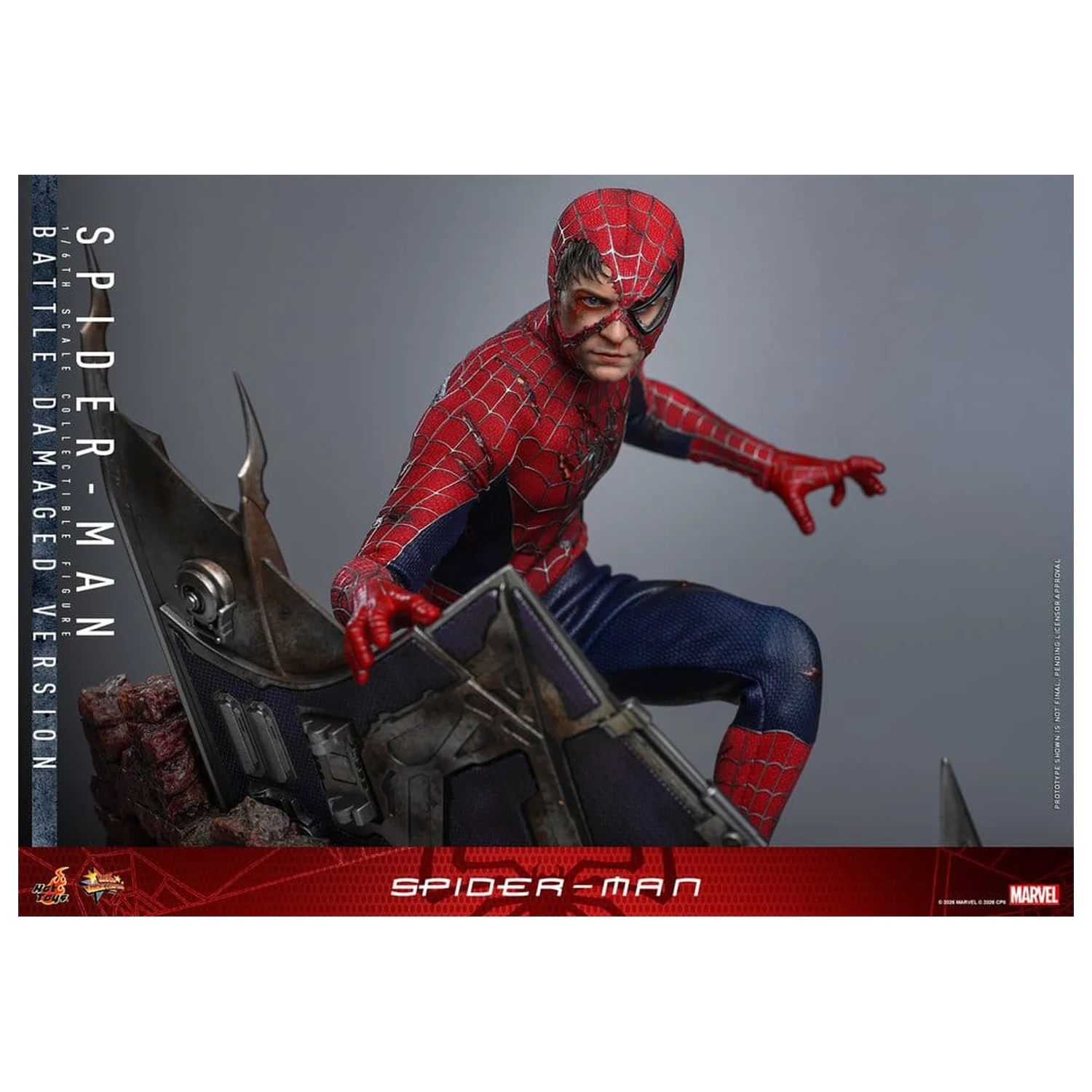 Spider-Man Movie Masterpiece akcijska figura 1/6 Spider-Man (Battle Damaged Version) 30 cm fotografija izdelka