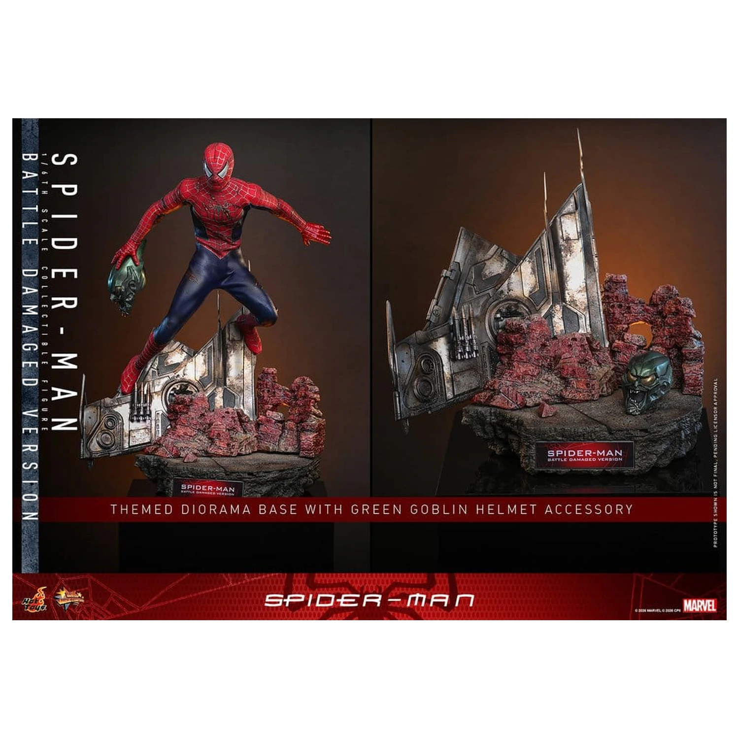 Spider-Man Movie Masterpiece akcijska figura 1/6 Spider-Man (Battle Damaged Version) 30 cm fotografija izdelka