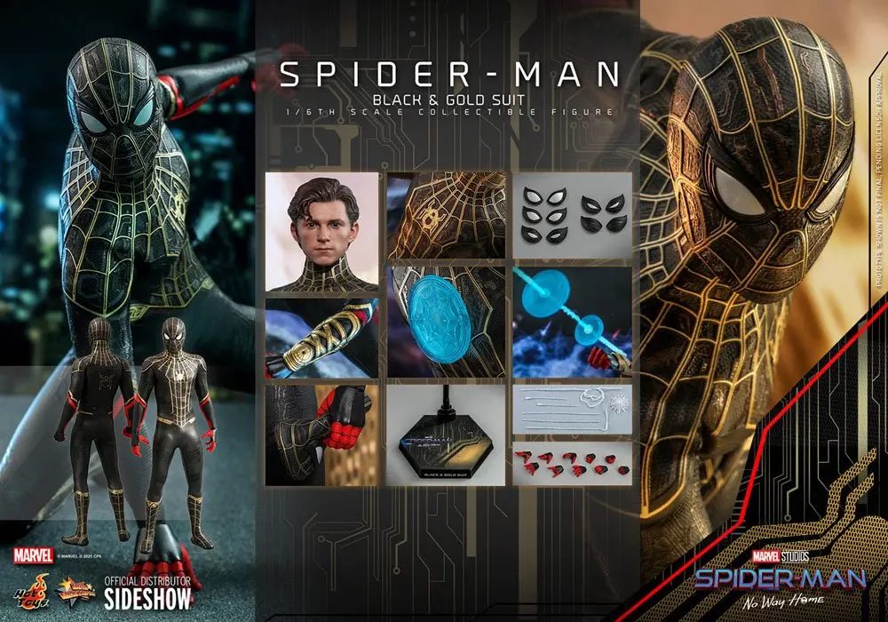 Spider-Man: No Way Home Movie Masterpiece akcijska figura 1/6 Spider-Man (Black &amp; Gold Suit) 30 cm fotografija izdelka