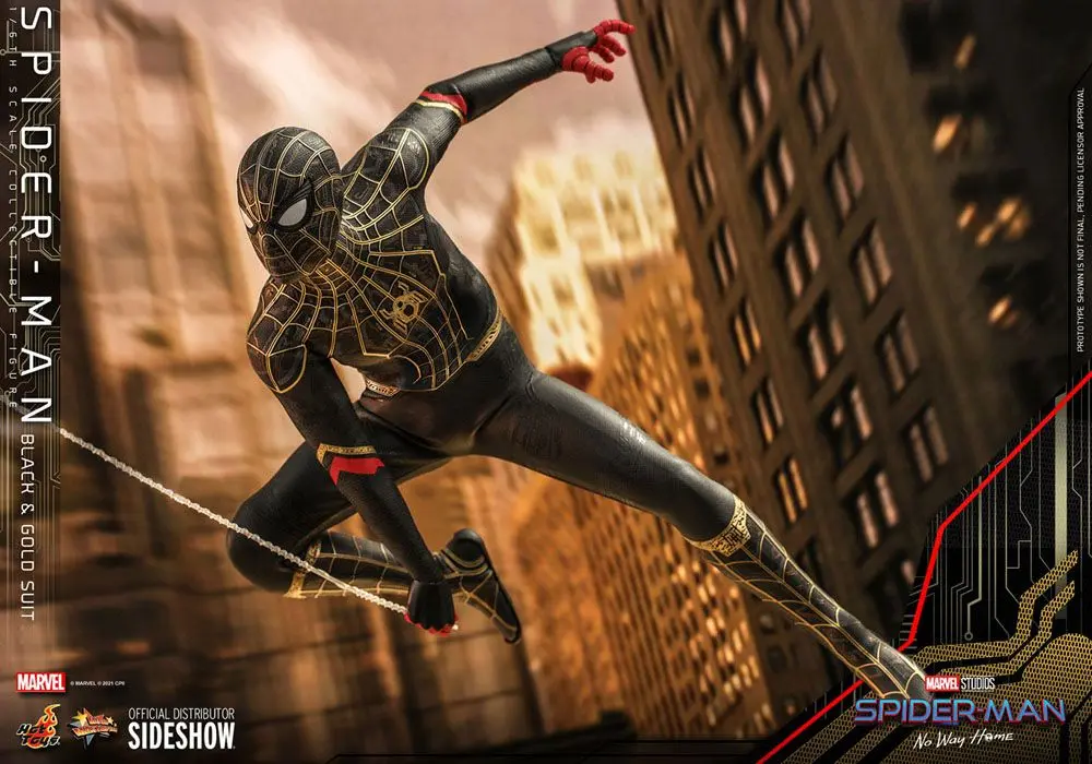 Spider-Man: No Way Home Movie Masterpiece akcijska figura 1/6 Spider-Man (Black &amp; Gold Suit) 30 cm fotografija izdelka