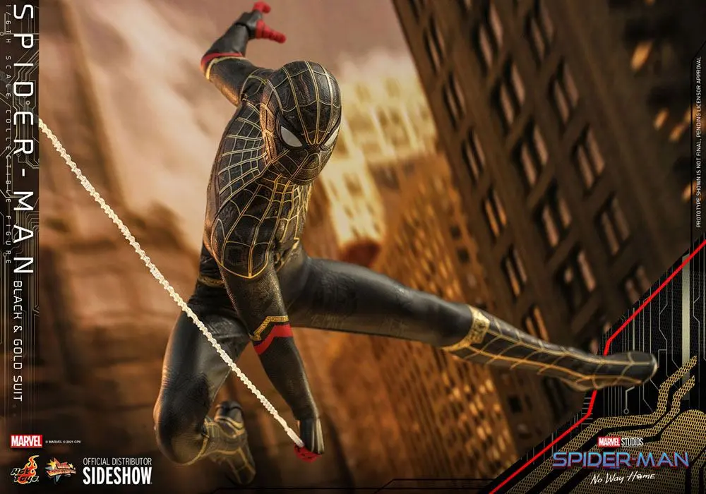 Spider-Man: No Way Home Movie Masterpiece akcijska figura 1/6 Spider-Man (Black &amp; Gold Suit) 30 cm fotografija izdelka