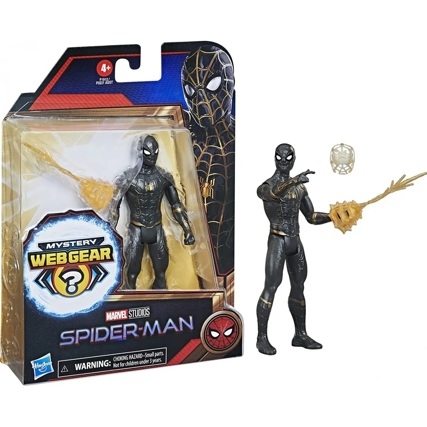 Spider-Man Pókember Black and Gold Suit Spider-Man Mystery Web Gear akcijska figura 13 cm fotografija izdelka