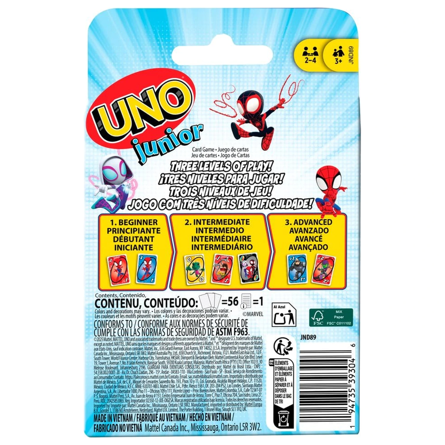 Spidey & His Amazing Friends UNO Junior Igra s kartami fotografija izdelka