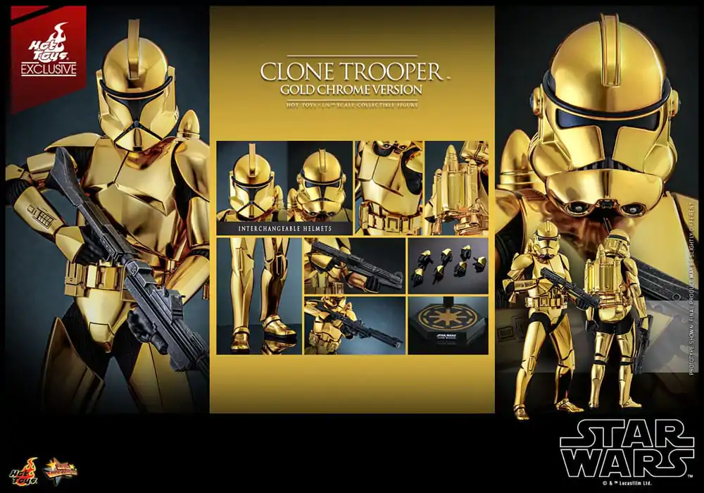 Star Wars Action Figure 1/6 Clone Trooper (Gold Chrome Version) Exclusive 30 cm akcijska figura fotografija izdelka