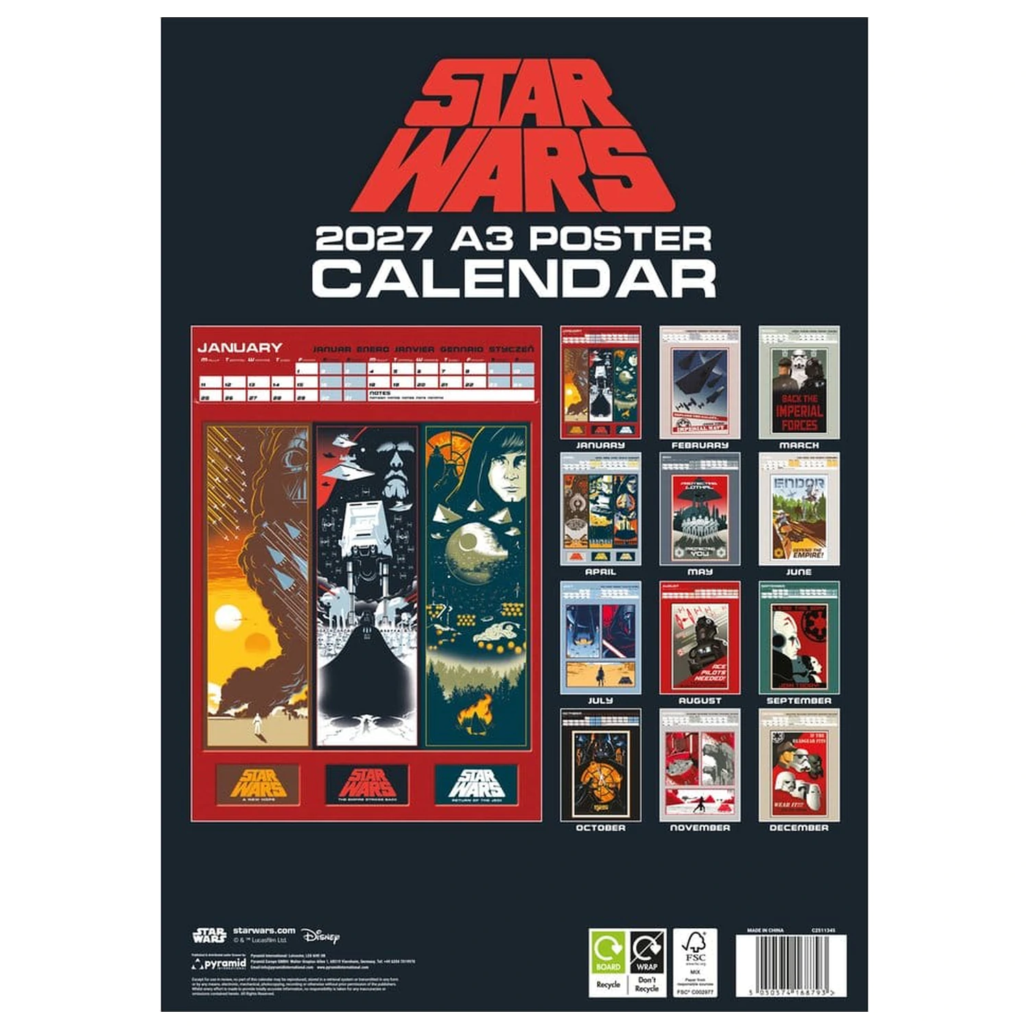 Star Wars Koledar A3 Plakat 2027 fotografija izdelka