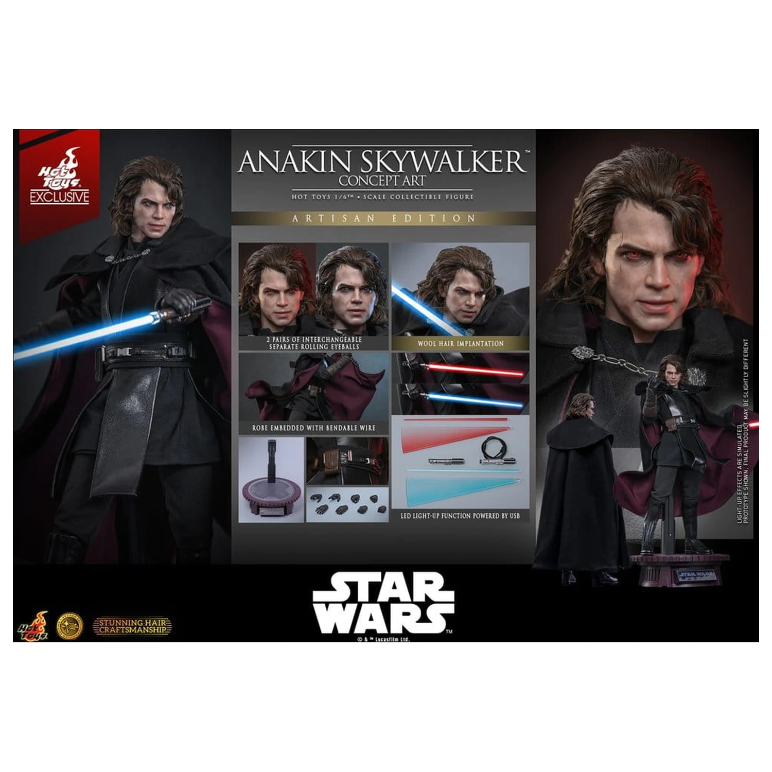 Star Wars Episode III: Revenge Of The Sith Movie Masterpiece akcijska figura 1/6 Anakin Skywalker (Concept Art Version) (Artisan Edition) Hot Toys Exclusive 31 cm fotografija izdelka