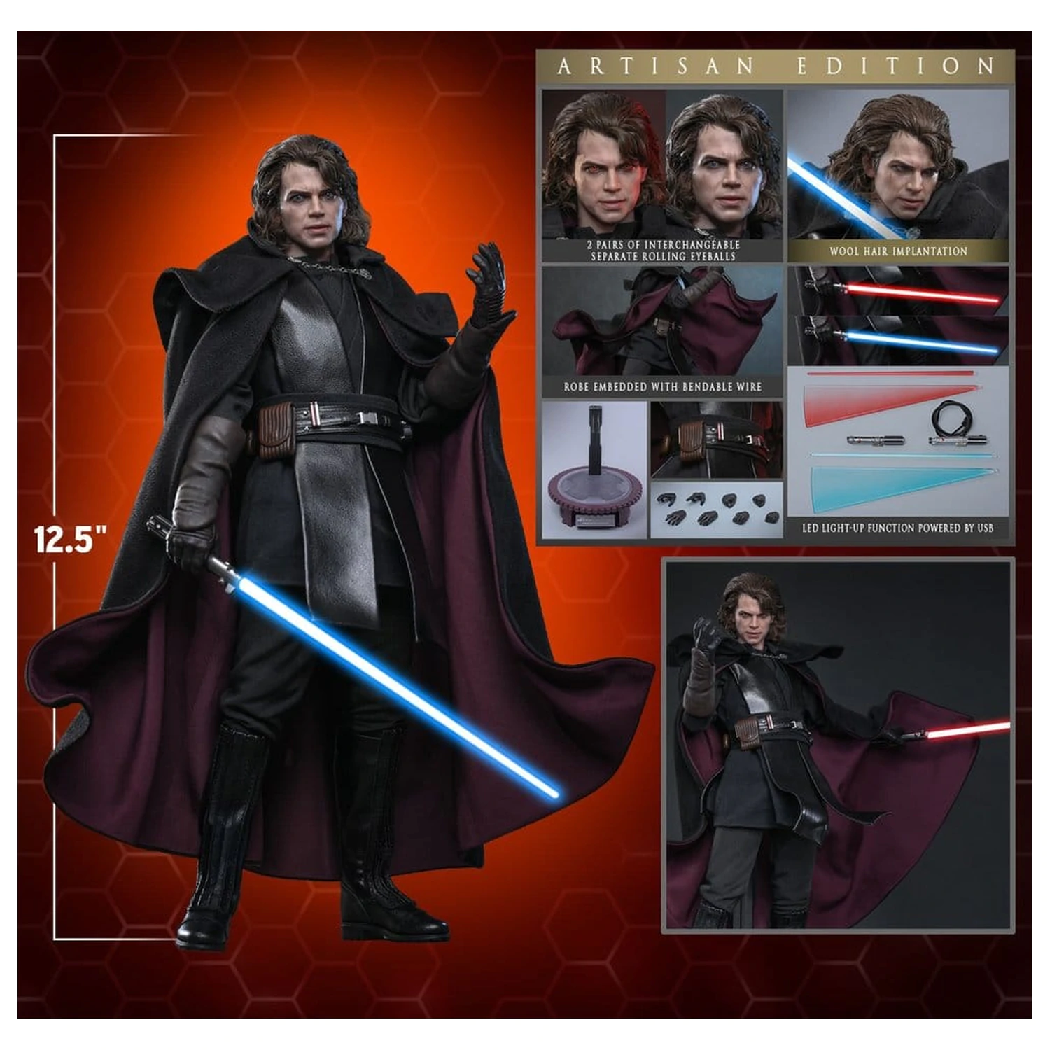 Star Wars Episode III: Revenge Of The Sith Movie Masterpiece akcijska figura 1/6 Anakin Skywalker (Concept Art Version) (Artisan Edition) Hot Toys Exclusive 31 cm fotografija izdelka