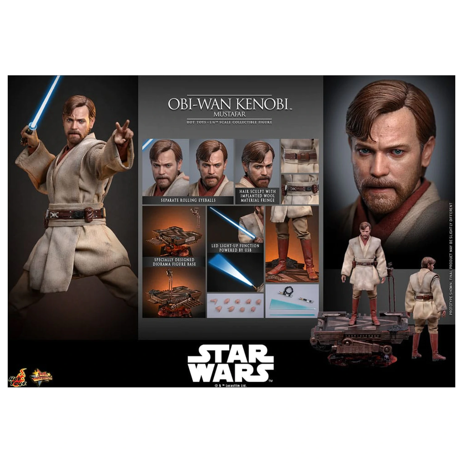 Star Wars: Episode III - Revenge of the Sith Movie Masterpiece akcijska figura 1/6 Obi-Wan Kenobi (Mustafar) 31 cm fotografija izdelka