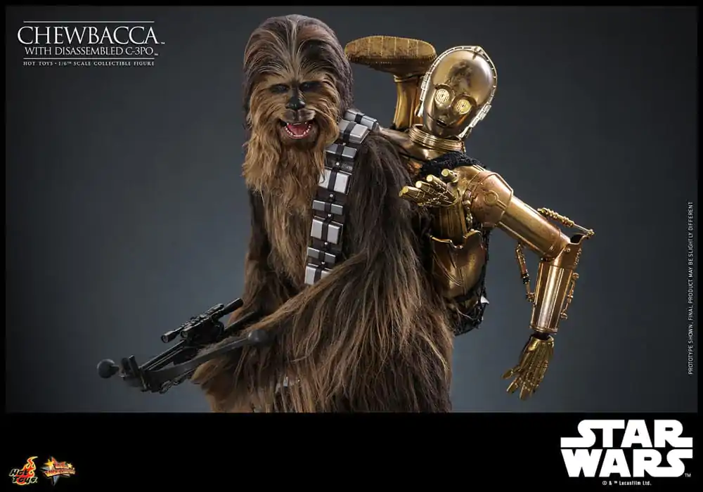 Star Wars Episode V Movie Masterpiece Akcijska figura 1/6 Chewbacca with Disassembled C-3PO 36 cm fotografija izdelka