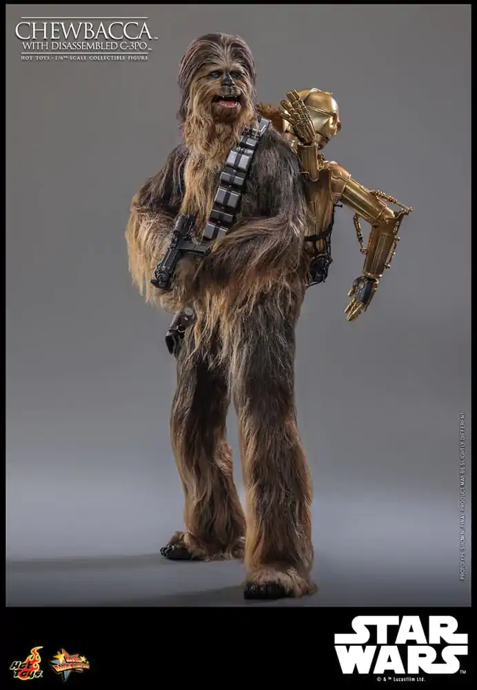 Star Wars Episode V Movie Masterpiece Akcijska figura 1/6 Chewbacca with Disassembled C-3PO 36 cm fotografija izdelka