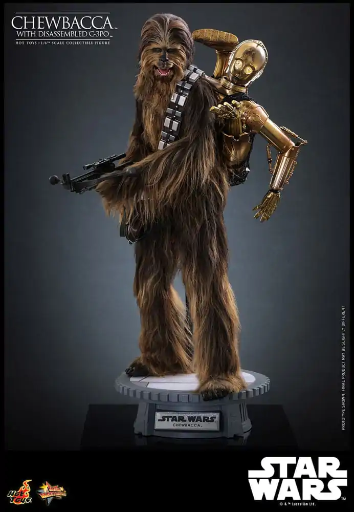 Star Wars Episode V Movie Masterpiece Akcijska figura 1/6 Chewbacca with Disassembled C-3PO 36 cm fotografija izdelka