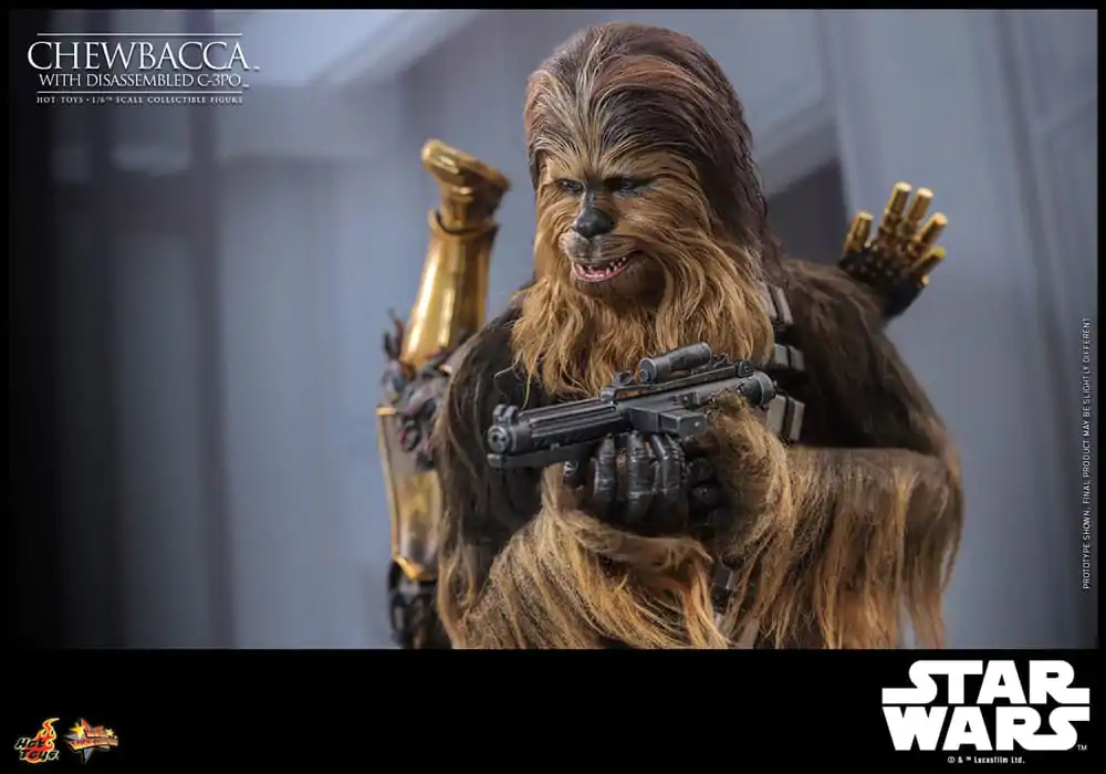 Star Wars Episode V Movie Masterpiece Akcijska figura 1/6 Chewbacca with Disassembled C-3PO 36 cm fotografija izdelka