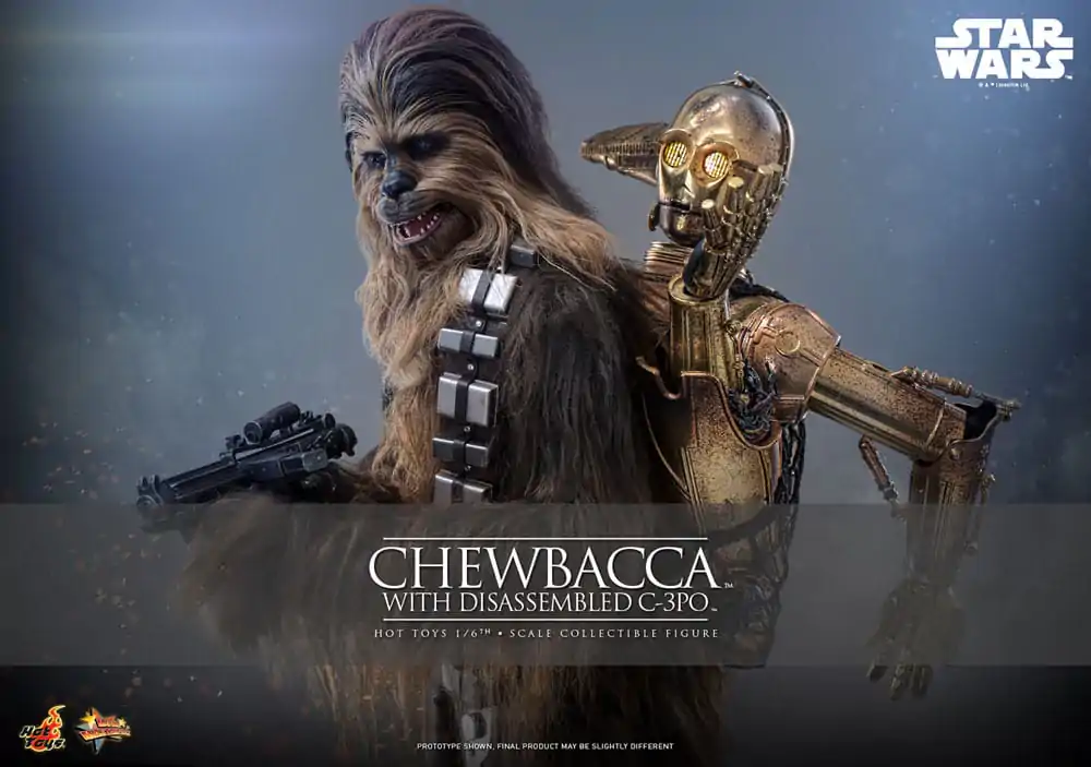 Star Wars Episode V Movie Masterpiece Akcijska figura 1/6 Chewbacca with Disassembled C-3PO 36 cm fotografija izdelka