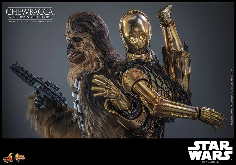 Star Wars Episode V Movie Masterpiece Akcijska figura 1/6 Chewbacca with Disassembled C-3PO 36 cm fotografija izdelka