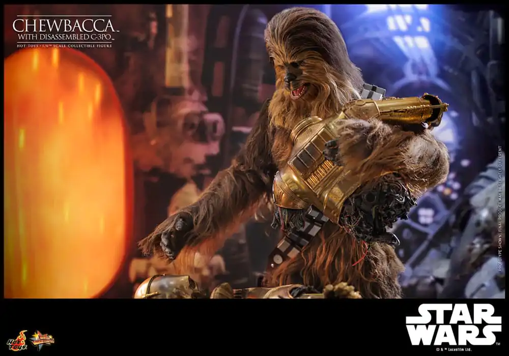 Star Wars Episode V Movie Masterpiece Akcijska figura 1/6 Chewbacca with Disassembled C-3PO 36 cm fotografija izdelka