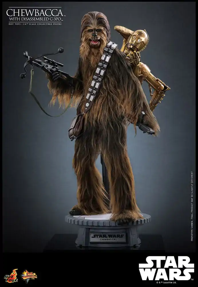 Star Wars Episode V Movie Masterpiece Akcijska figura 1/6 Chewbacca with Disassembled C-3PO 36 cm fotografija izdelka