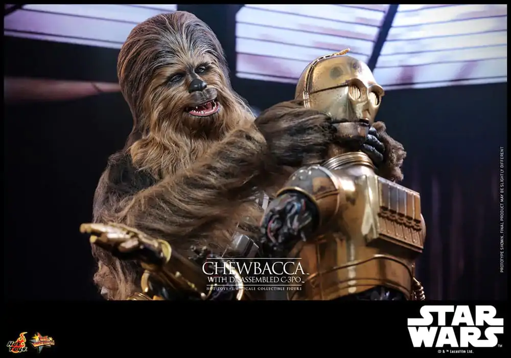 Star Wars Episode V Movie Masterpiece Akcijska figura 1/6 Chewbacca with Disassembled C-3PO 36 cm fotografija izdelka