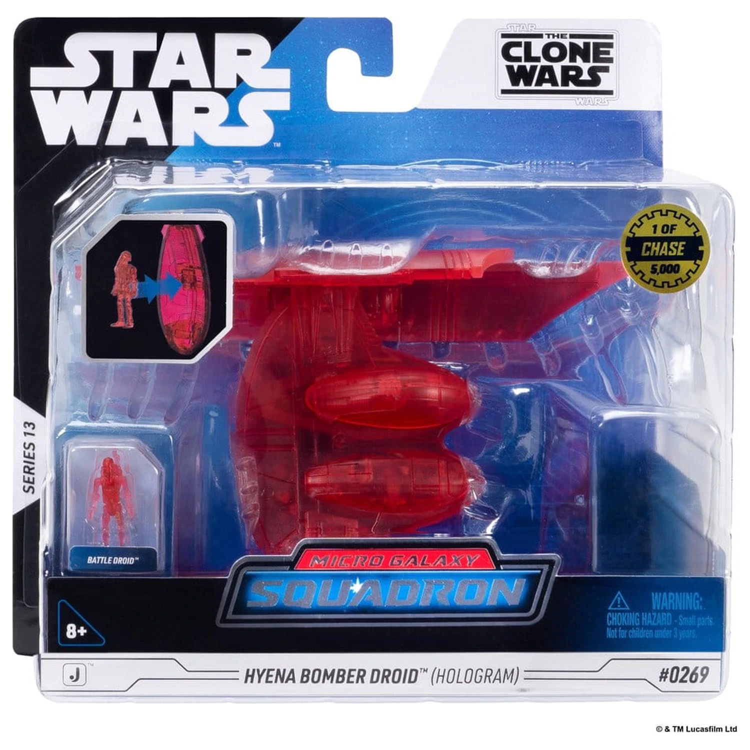 Star Wars Medium Vozilo in Različni figuri Hyena Vulture Bomber (Rdeči hologram) in Battle Droid (Zbirateljski) fotografija izdelka