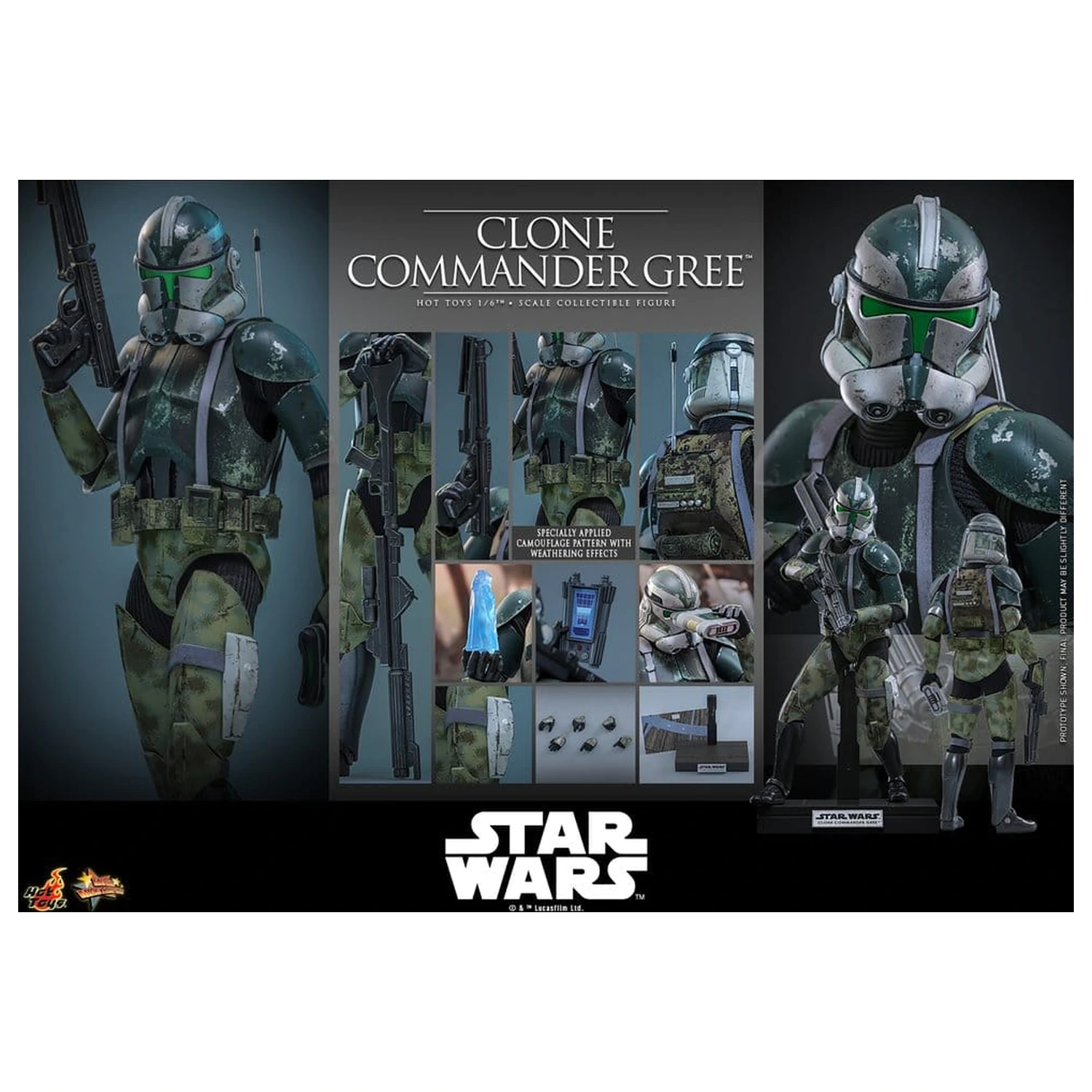 Star Wars Movie Masterpiece akcijska figura 1/6 Clone Commander Gree 30 cm fotografija izdelka
