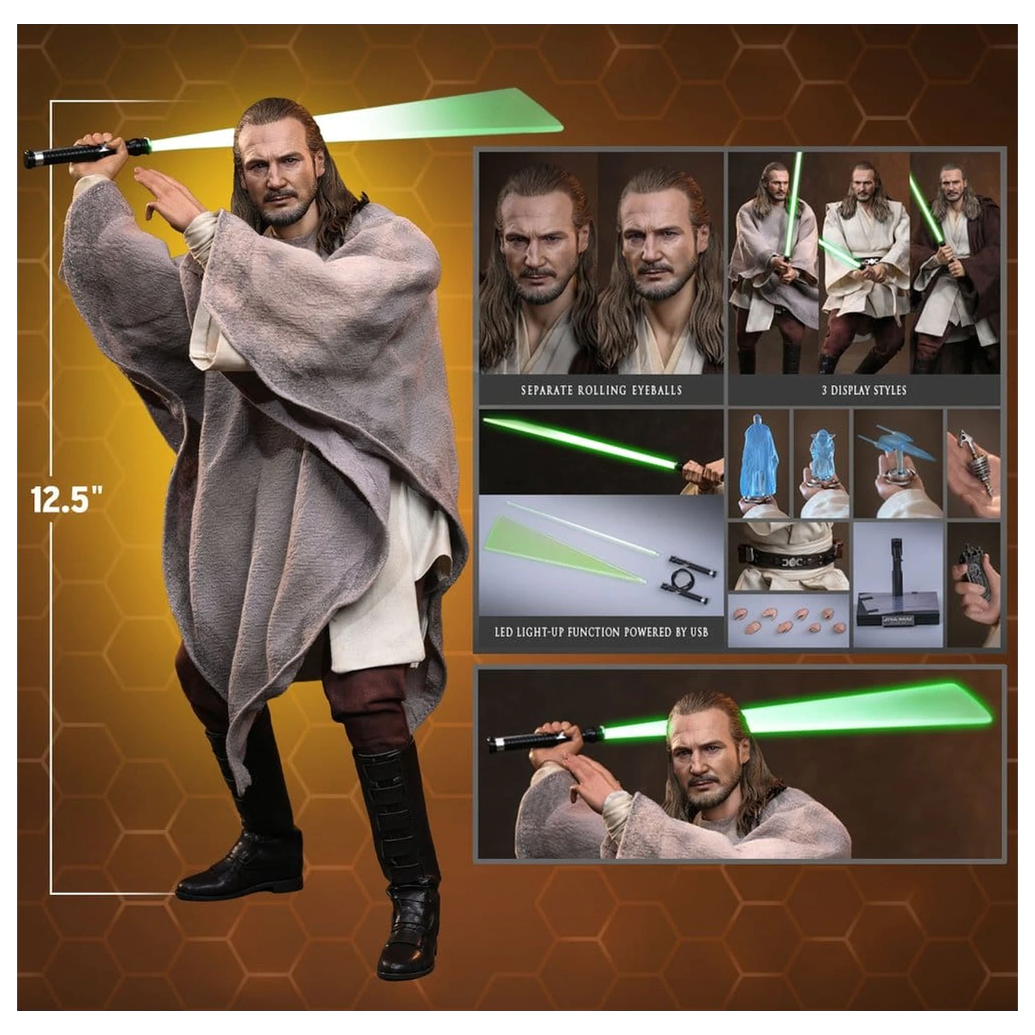 Star Wars Movie Masterpiece Akcijska figura 1/6 Qui-Gon Jinn (Collector Edition) 32 cm fotografija izdelka