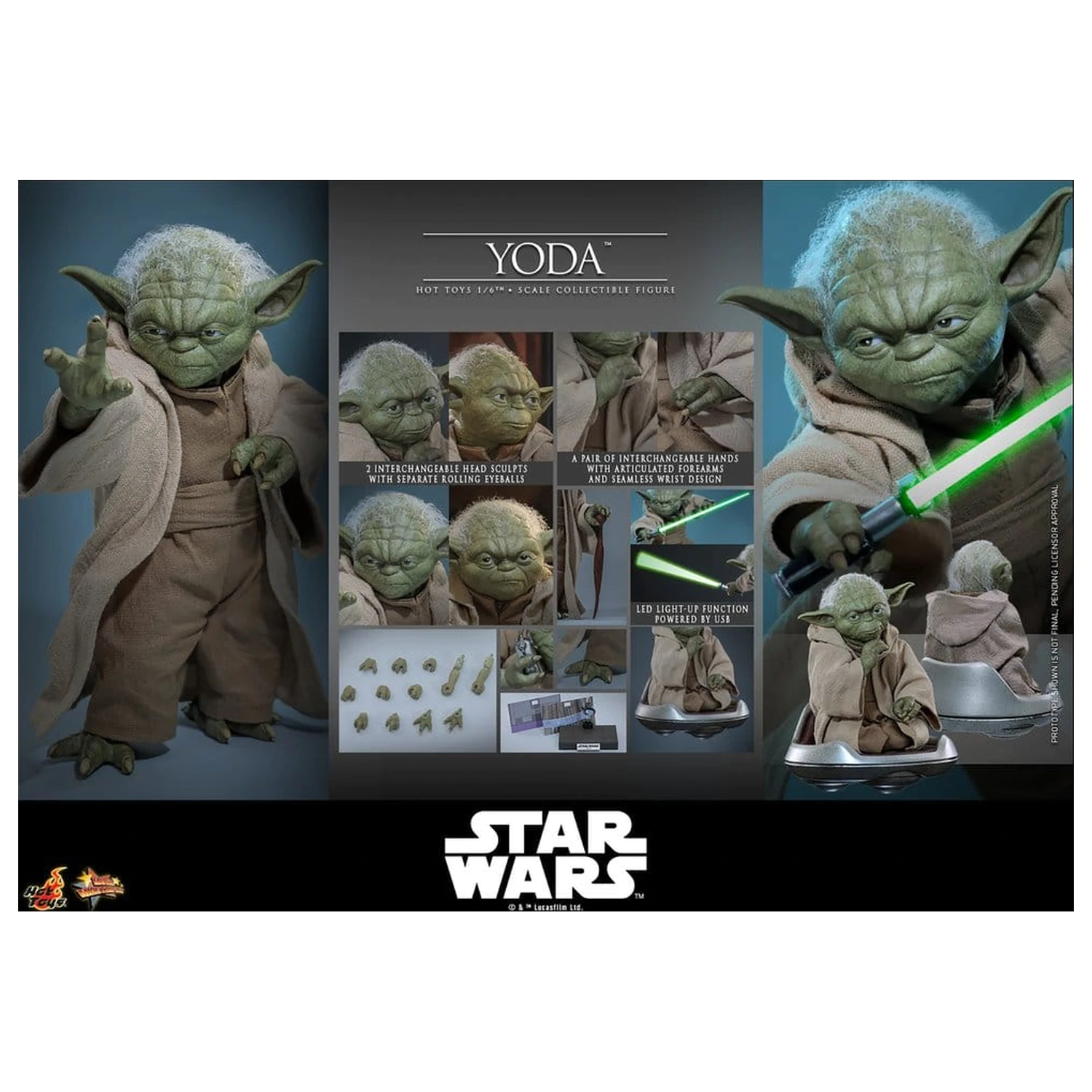 Star Wars: Revenge of the Sith Movie Masterpiece akcijska figura 1/6 Yoda 14 cm fotografija izdelka