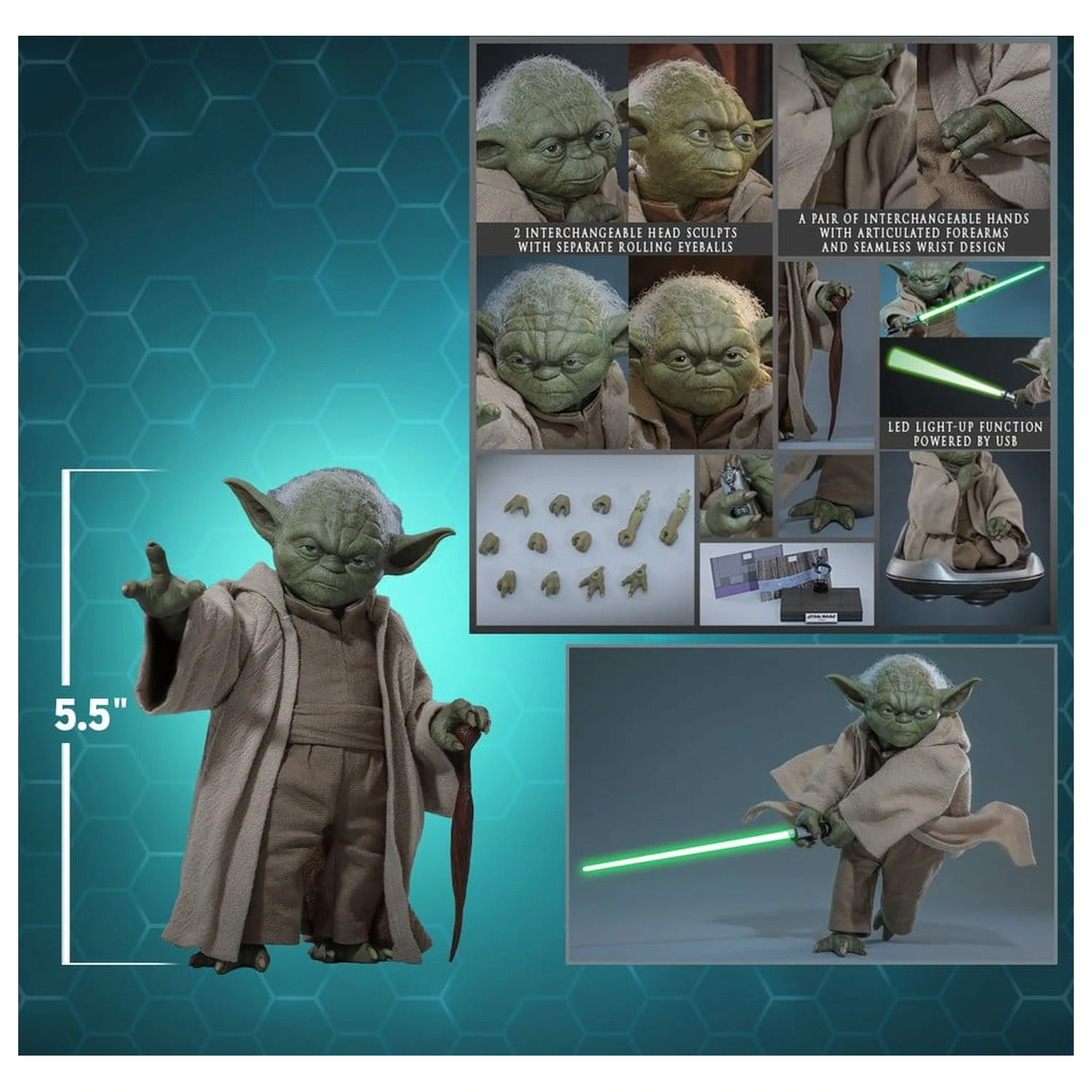Star Wars: Revenge of the Sith Movie Masterpiece akcijska figura 1/6 Yoda 14 cm fotografija izdelka