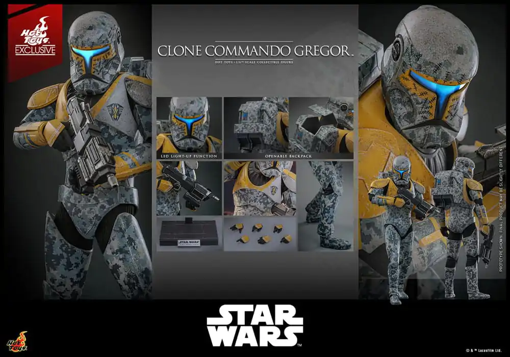 Star Wars: The Clone Wars akcijska figura 1/6 Clone Commando Gregor Hot Toys Exclusive 30 centimetrov fotografija izdelka