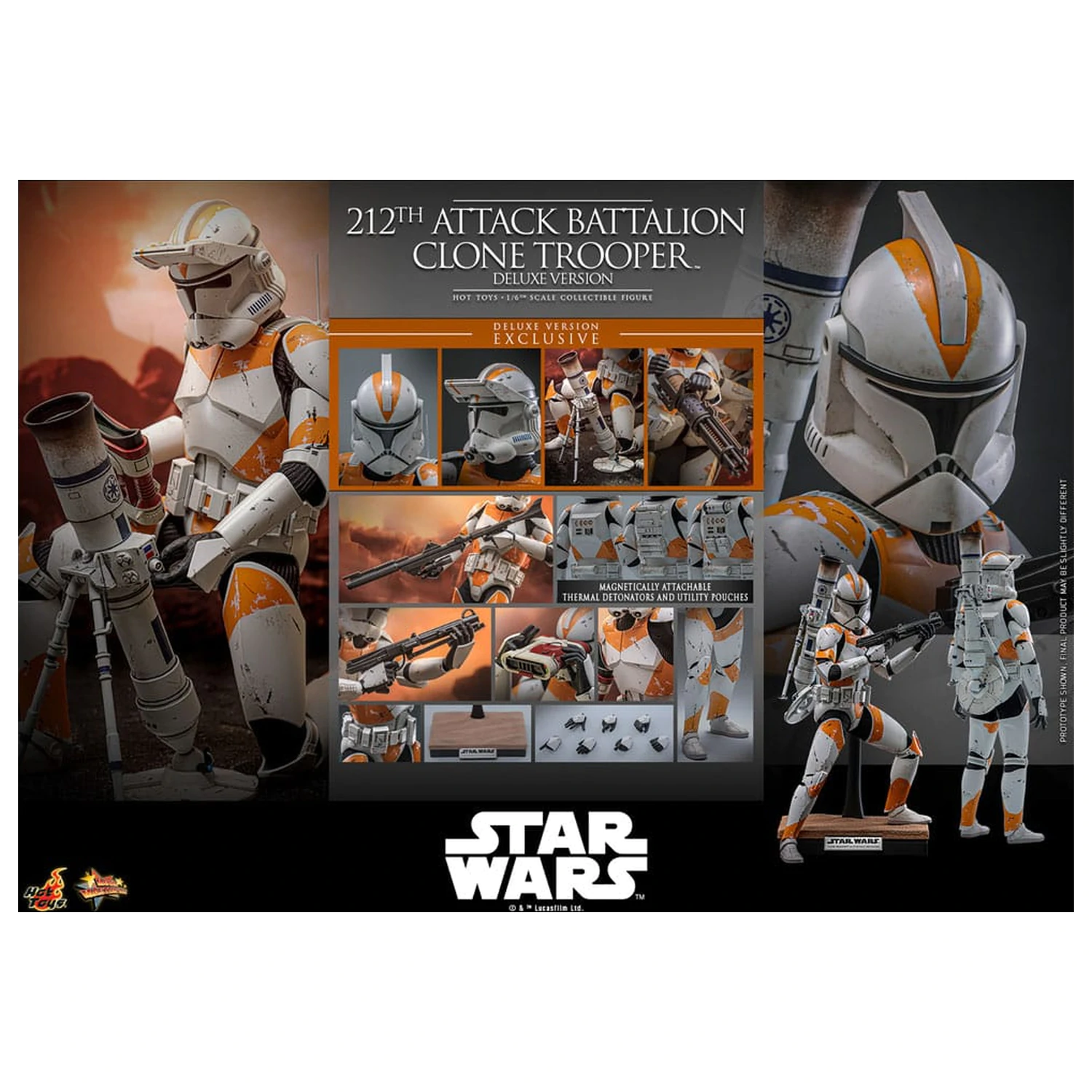 Star Wars: The Clone Wars Akcijska figura 1/6 212th Attack Battalion Clone Trooper Deluxe Version 30 cm fotografija izdelka