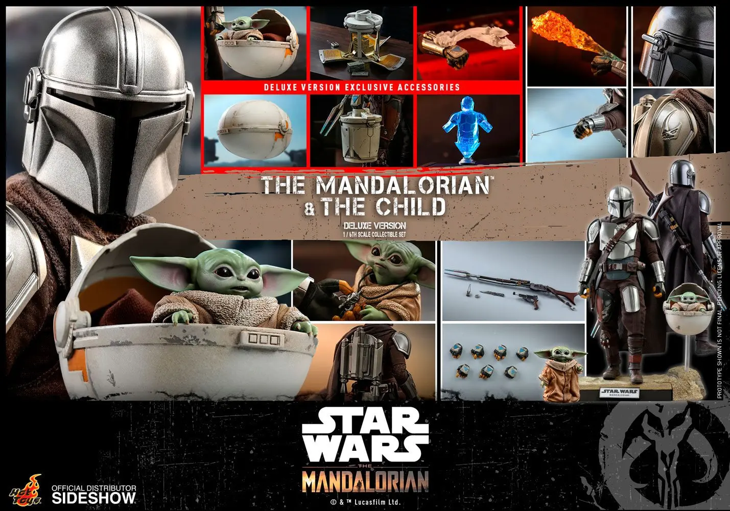 Star Wars The Mandalorian akcijska figura 2-paket 1/6 The Mandalorian & The Child Deluxe 30 cm fotografija izdelka