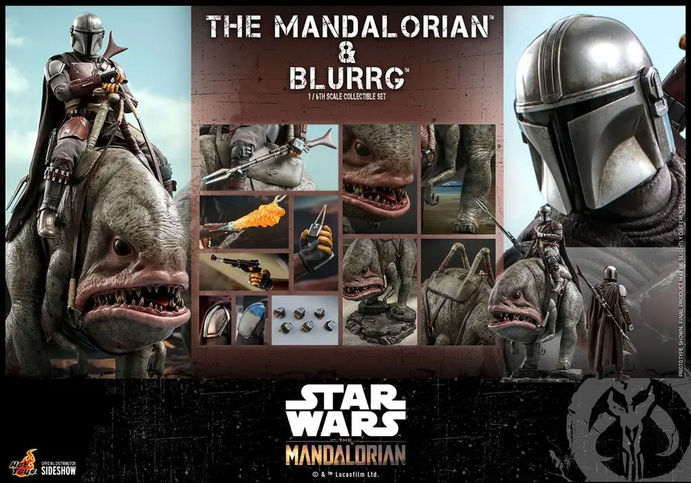 Star Wars The Mandalorian akcijska figura komplet 2 kosov 1/6 The Mandalorian & Blurrg 37 cm fotografija izdelka