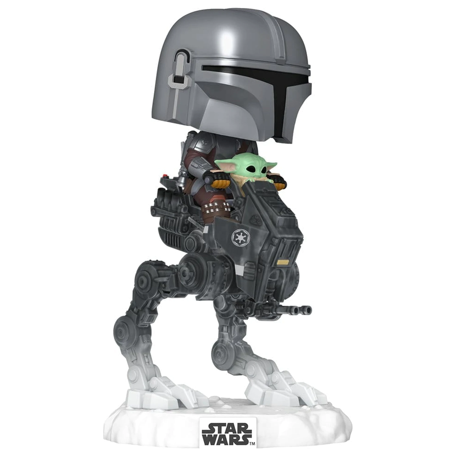 Star Wars: The Mandalorian and Grogu Funko POP! Rides Deluxe vinilna figura z nihajočo glavo The Mandalorian z Groguem v Imperial Remnant AT-RT fotografija izdelka