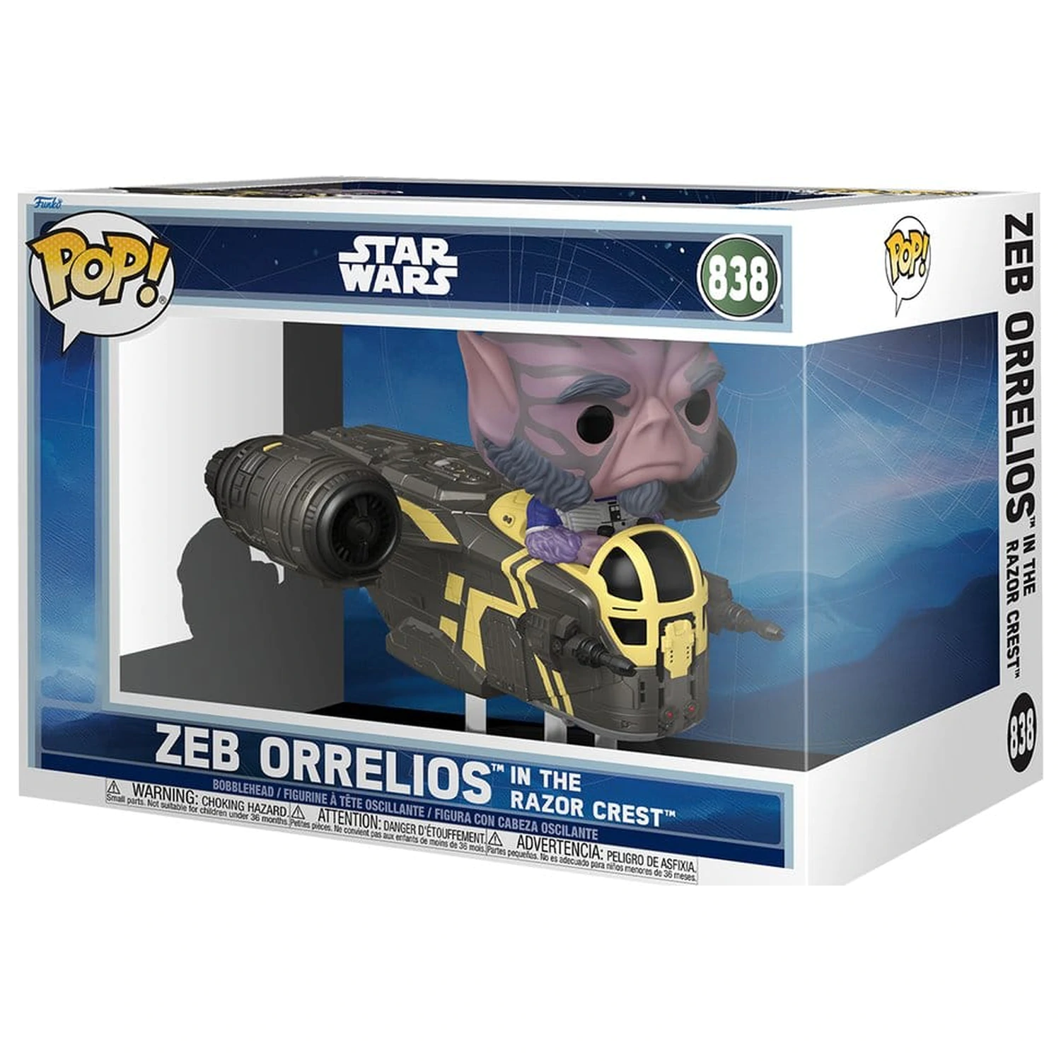 Star Wars: The Mandalorian and Grogu Funko POP! Rides Deluxe vinilna figure Zeb Orrelios in the Razor Crest  fotografija izdelka