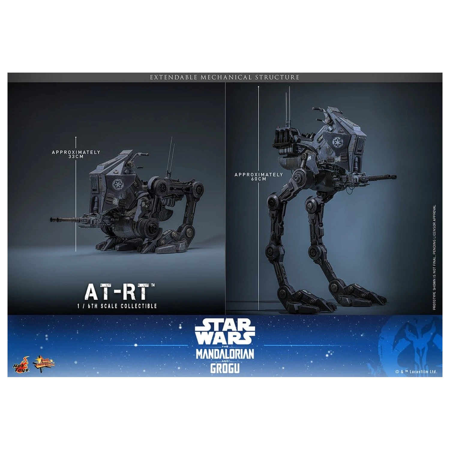 Star Wars: The Mandalorian & Grogu Movie Masterpiece Komplet akcijskih figur 1/6 Imperial Remnant AT-RT Driver & AT-RT 60 cm fotografija izdelka